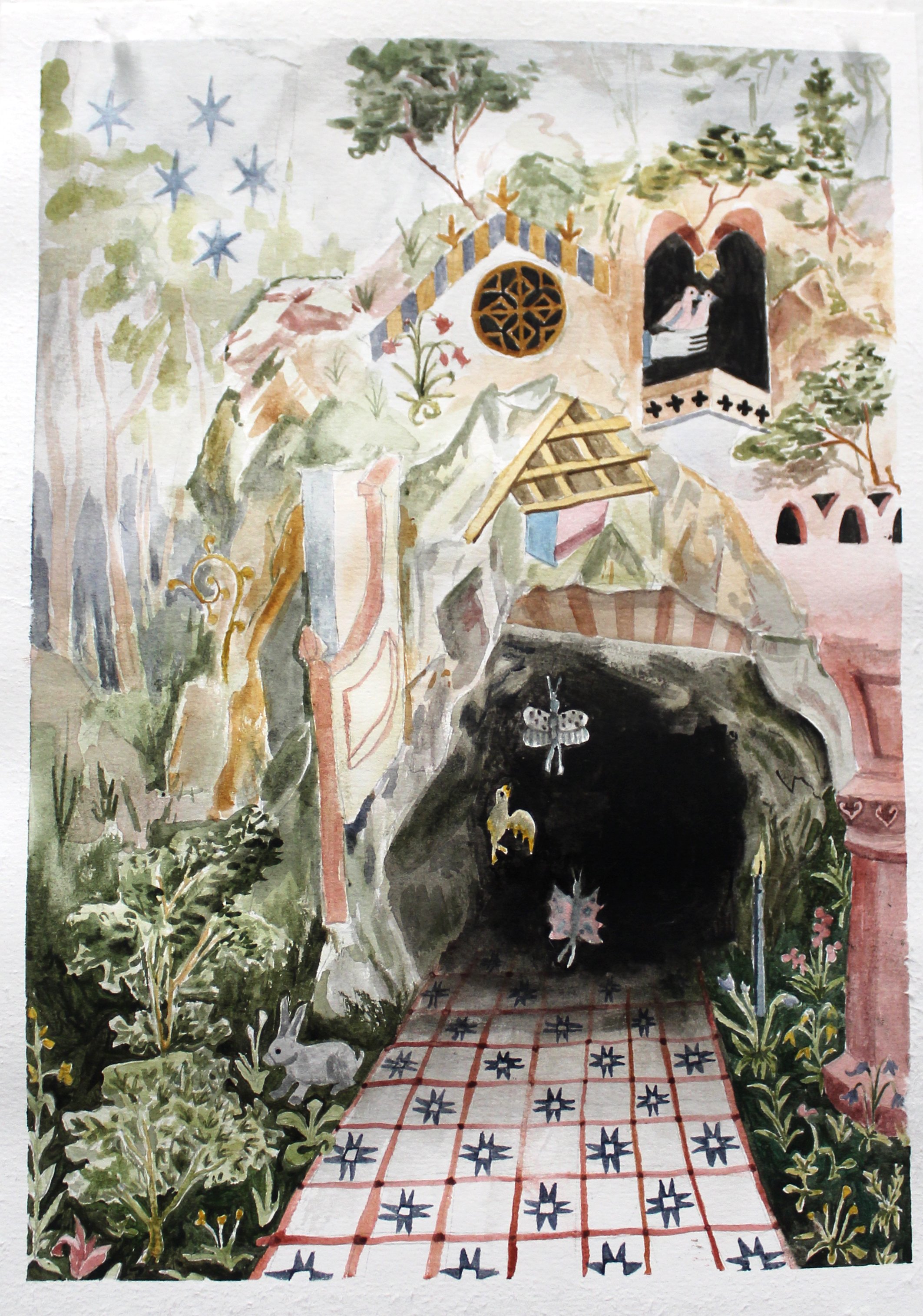 Cave of Visions, 2022. Watercolor on paper.