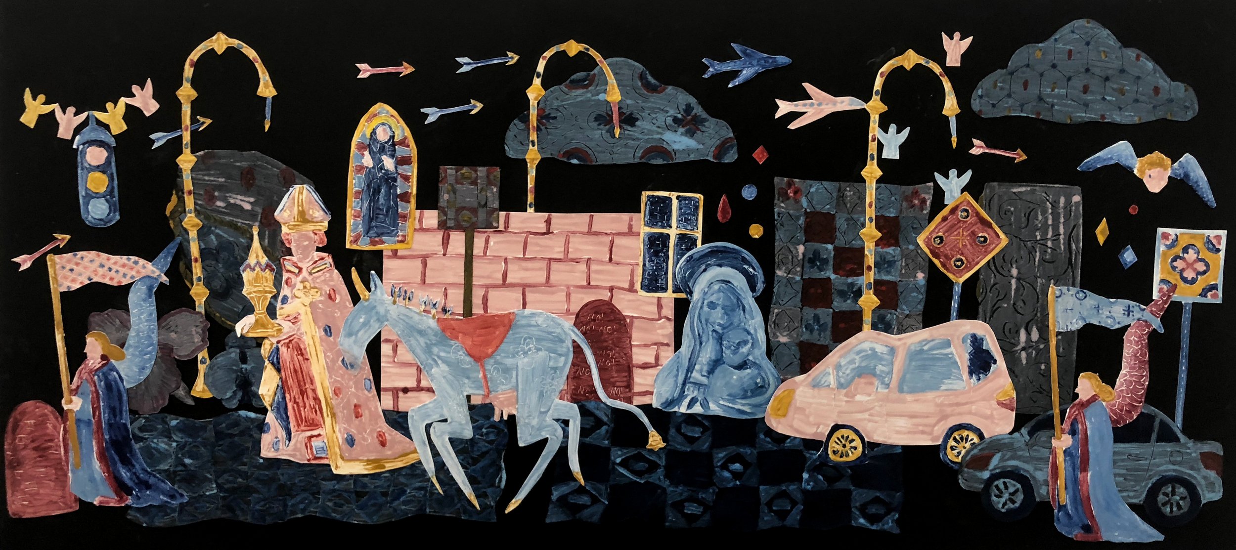 Procession, 2019. Monotype collage.