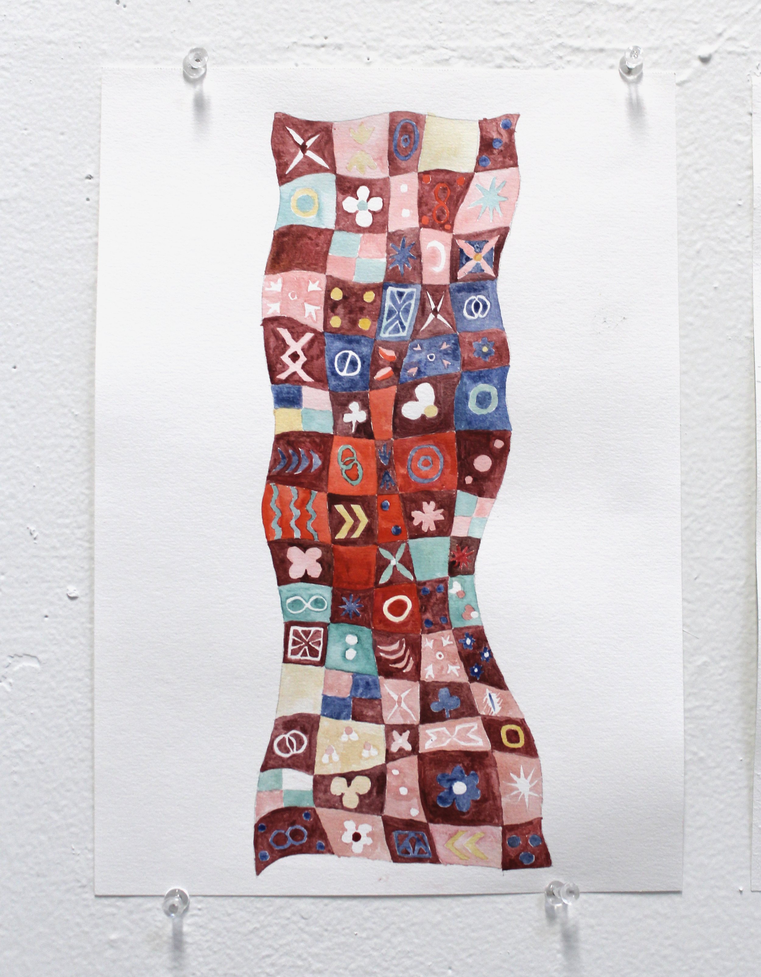 Floor Tile Study, 2022. Watercolor on paper.
