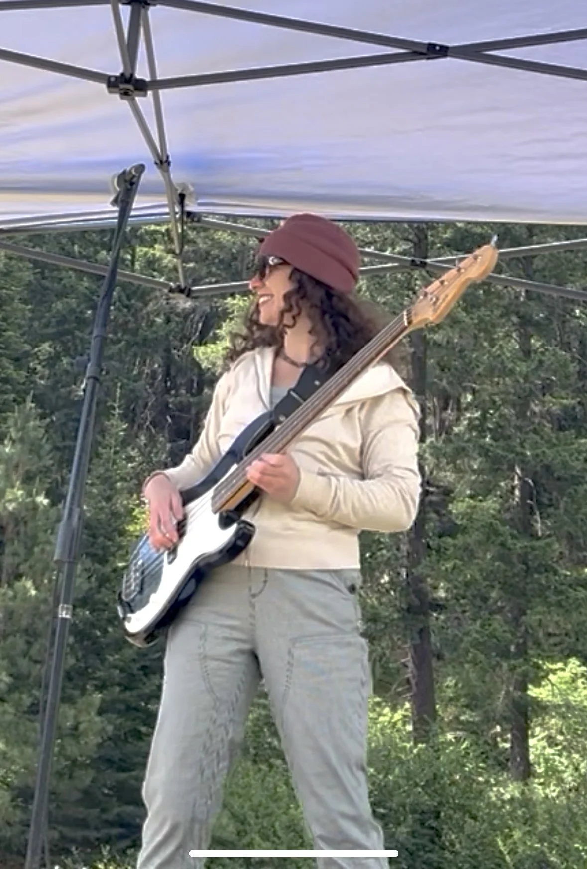 Sky playing an electric guitar