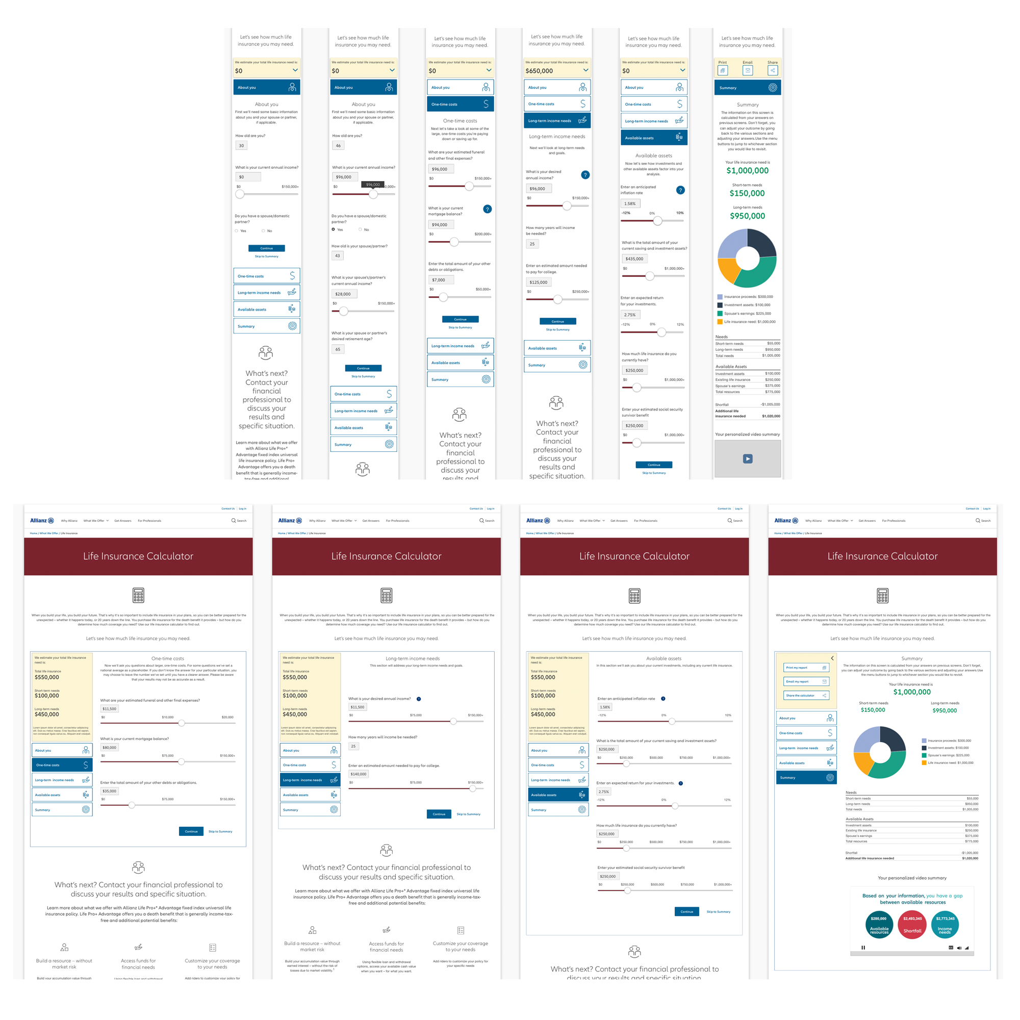 Mockups of the final calculator showing both mobile and desktop views