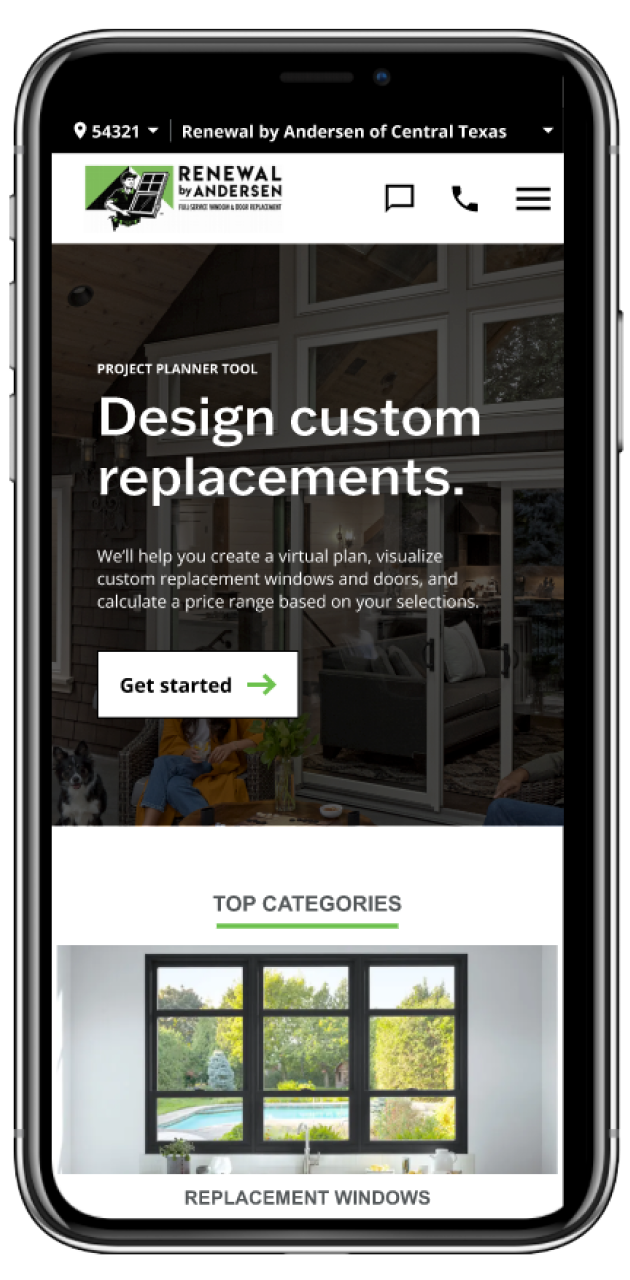 A smartphone displaying a screen from the RbA Plan Builder experience
