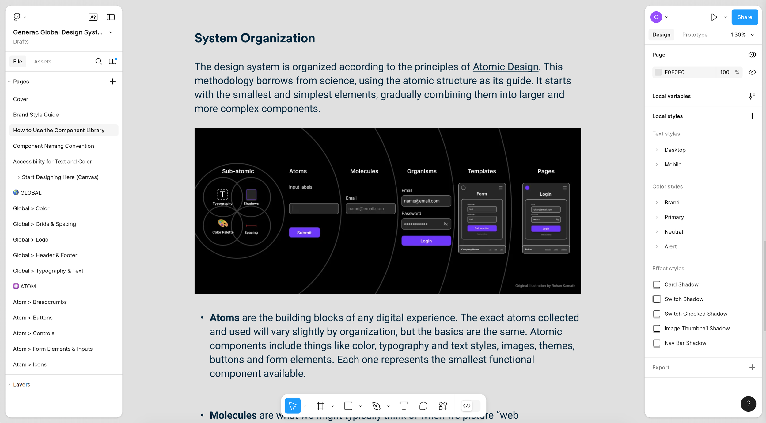 A screenshot showing part of the global design system for Generac.com