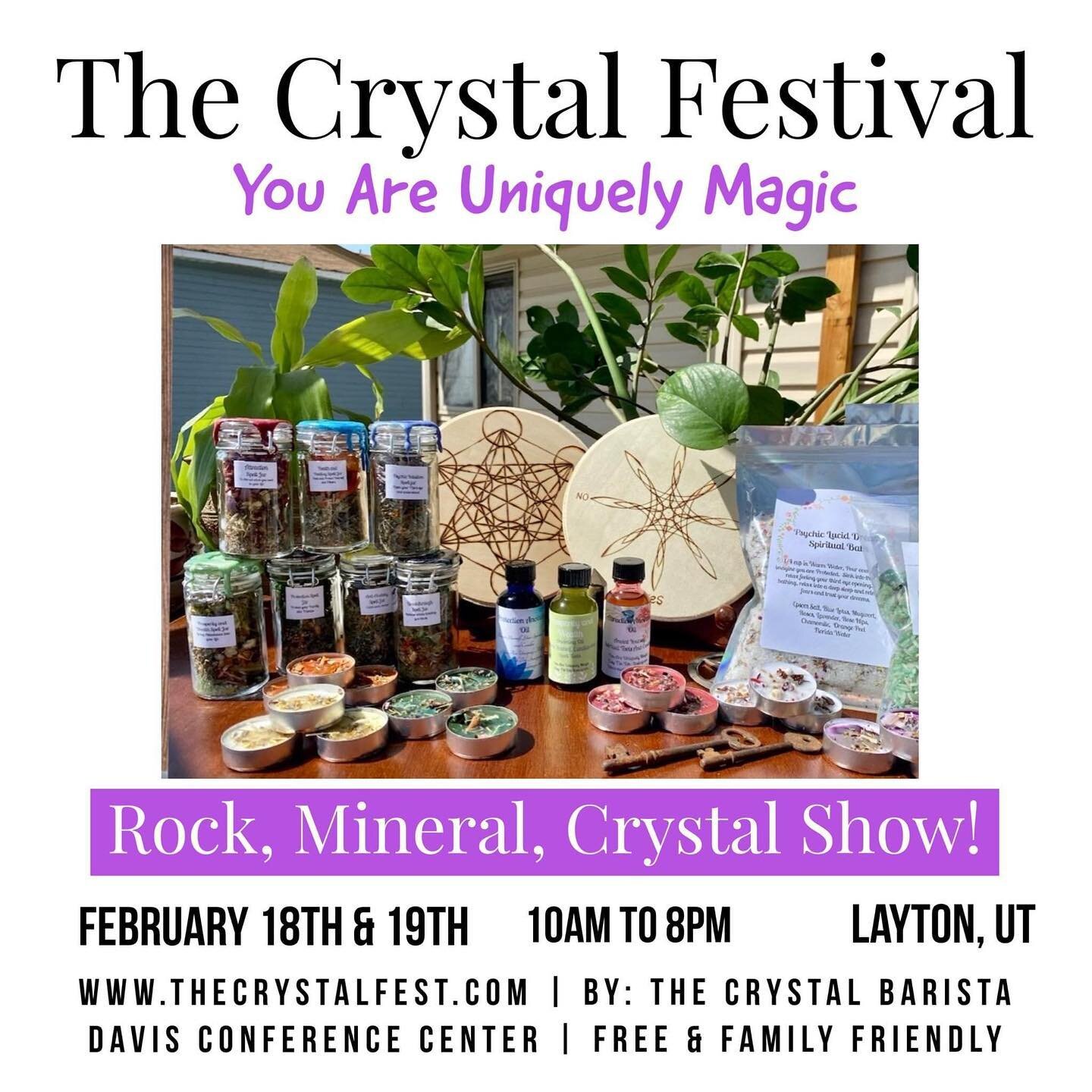 Come see all the amazing vendors this weekend. Saturday and Sunday February 18 and 19th from 10-8pm. Free and family friendly at the Davis Conference Center in Layton, Utah. 
#witchbusiness #witchcraft #shopsmall #shoplocal #crystals #spelljars #spel