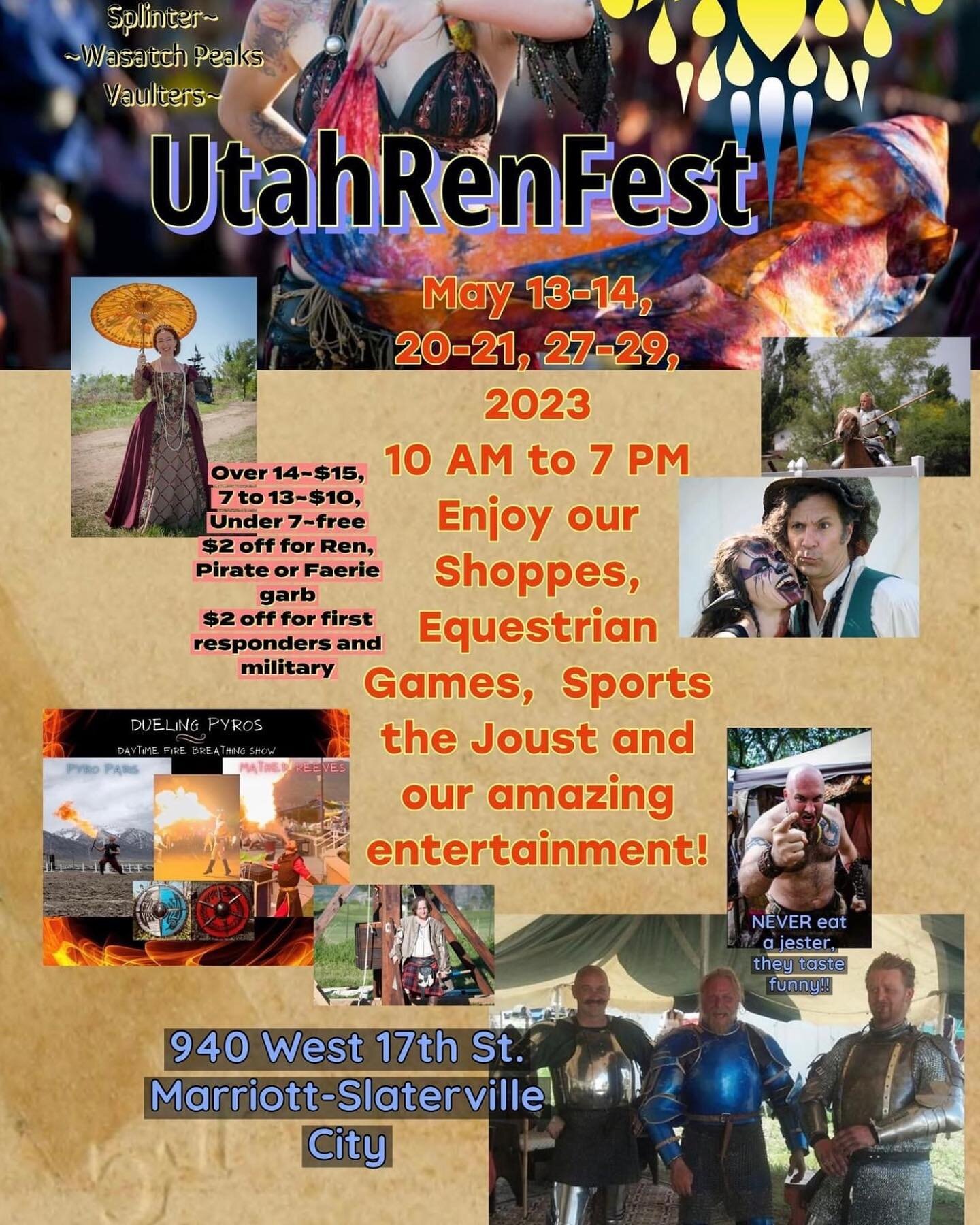 Come see me all weekend at the @utahrenfest ! We are here until 10pm tonight and 10-7 pm tomorrow. Come see the fire dancers, beautiful costumes and all the vendors and entertainment! 
940 west 17th Marriot-Slaterville City (Ogden!) Hope to see you a