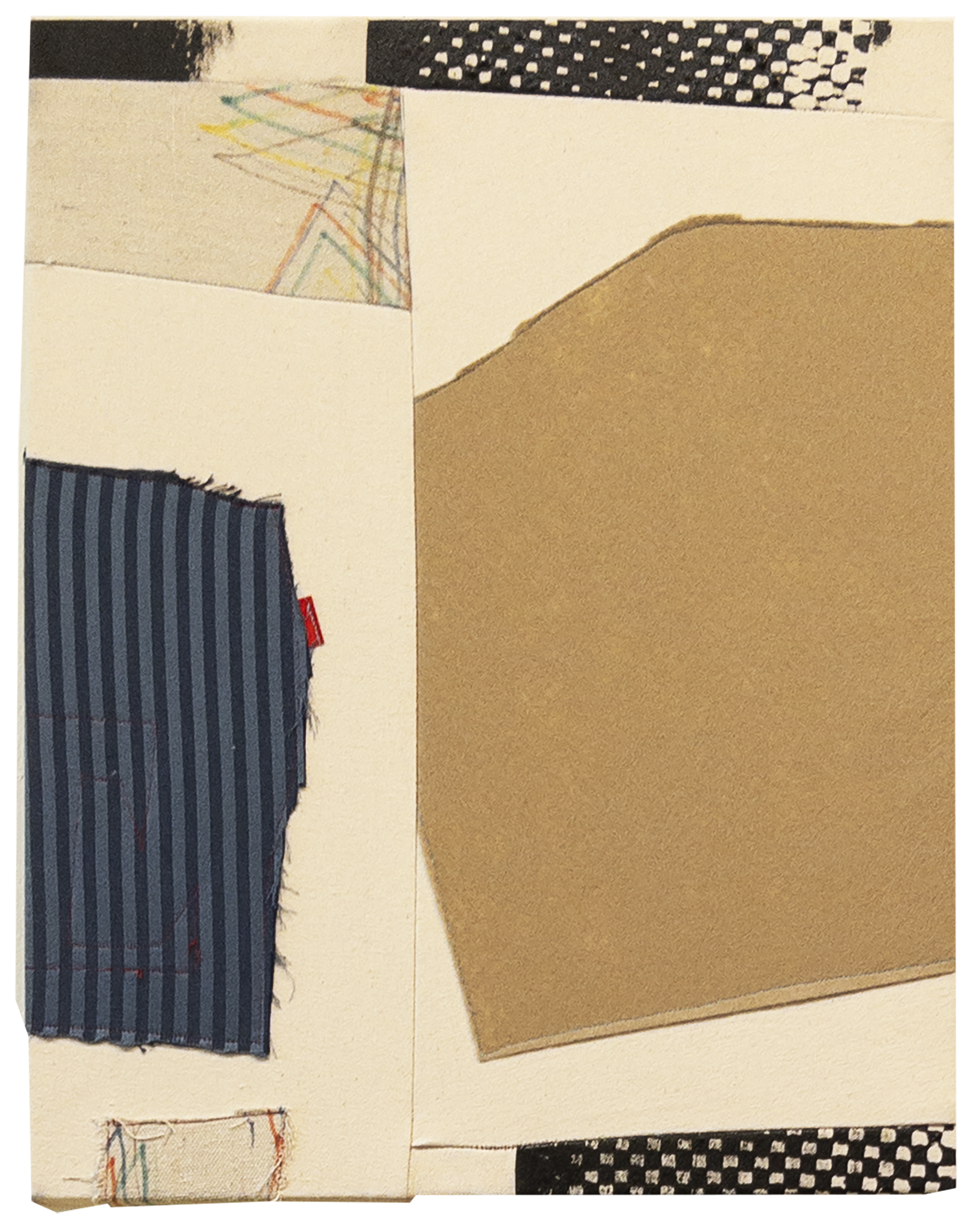 Nathaneal Flink ,Catch Another Drift , mixed media sewn ,dyed  fabrics, acrylic paint, paint stick,  Montana spray paint.  16" x 20",  2022