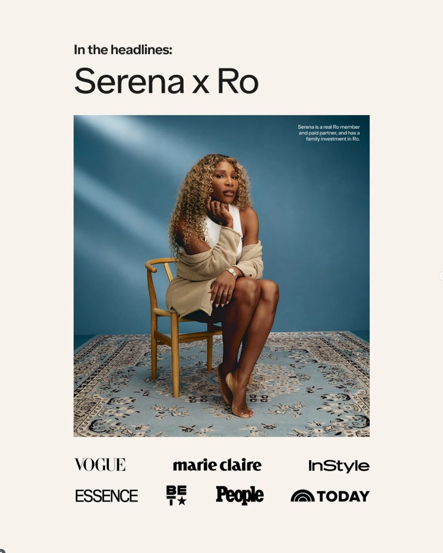 Thrilled to be working with @serenawilliams and @sage.east for @ro.co . Big campaign just launched!
