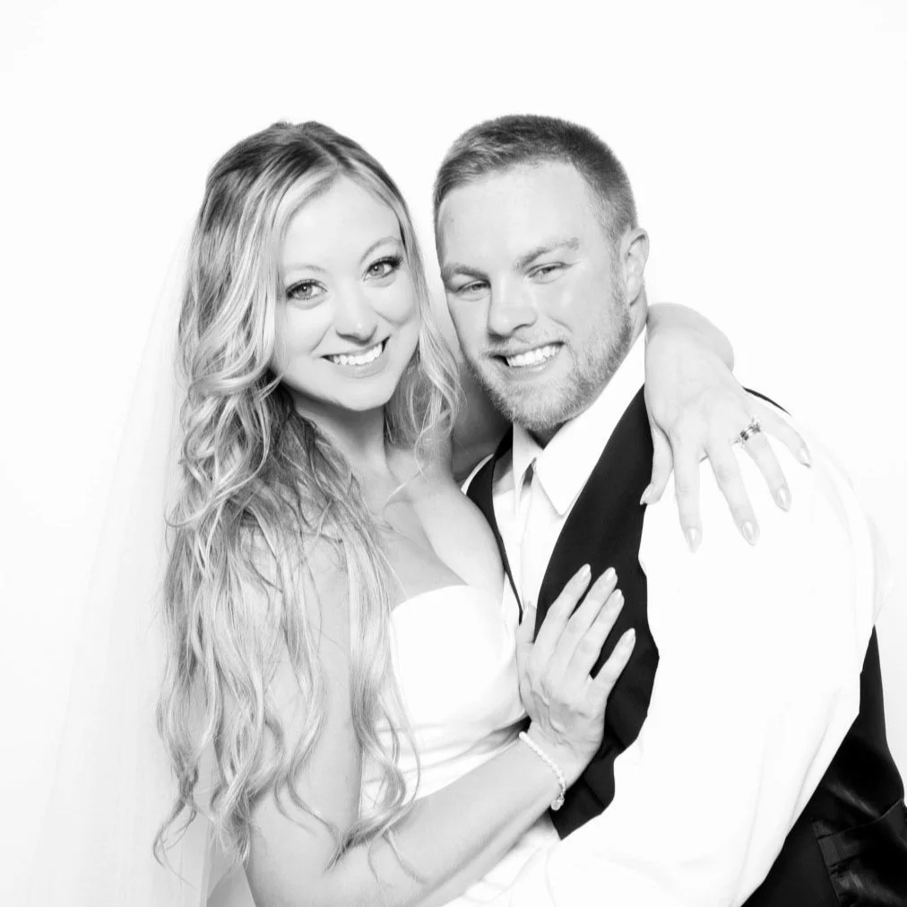 Glam black and white photo booth with a couple