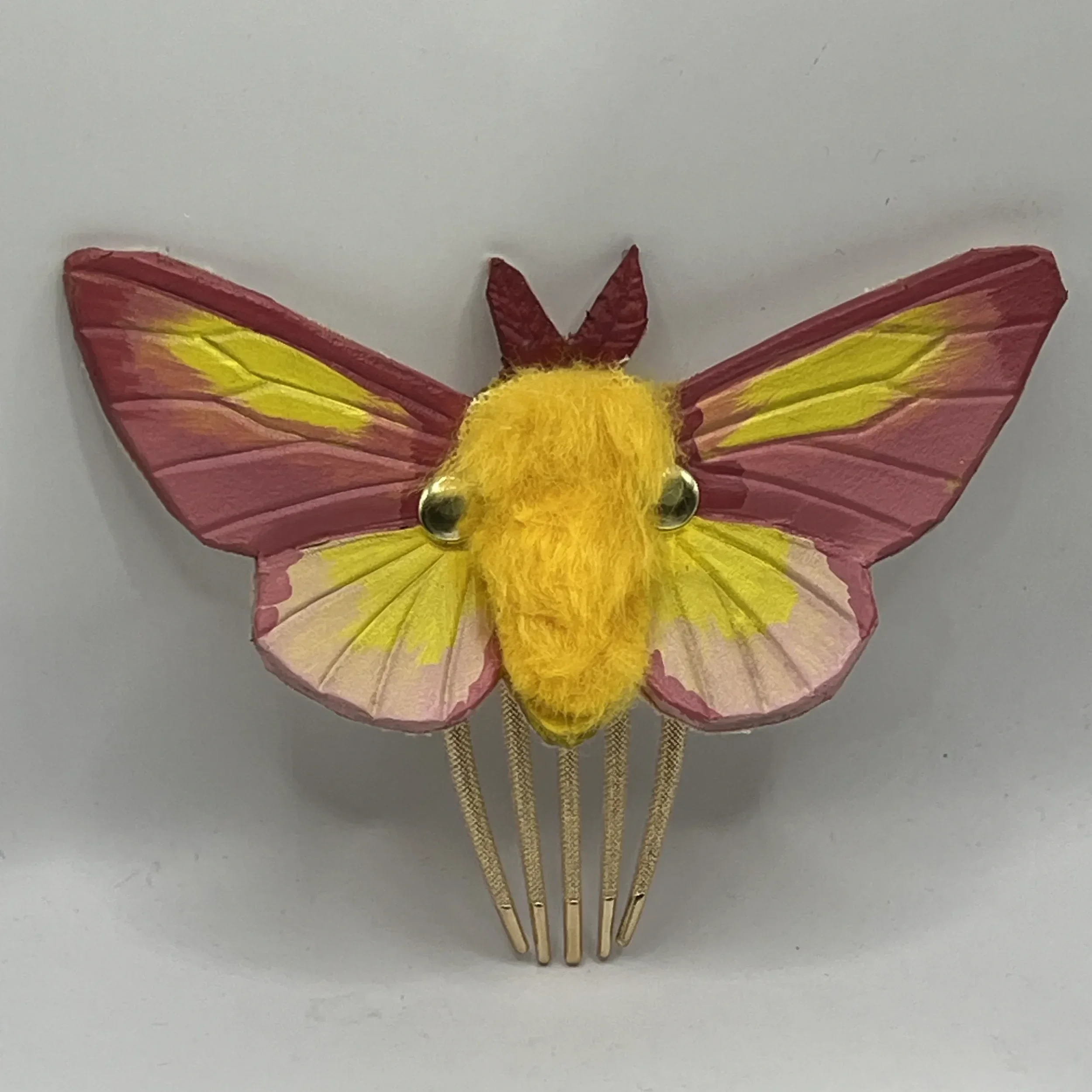 Rosy Maple Moth Leather Hair Pin