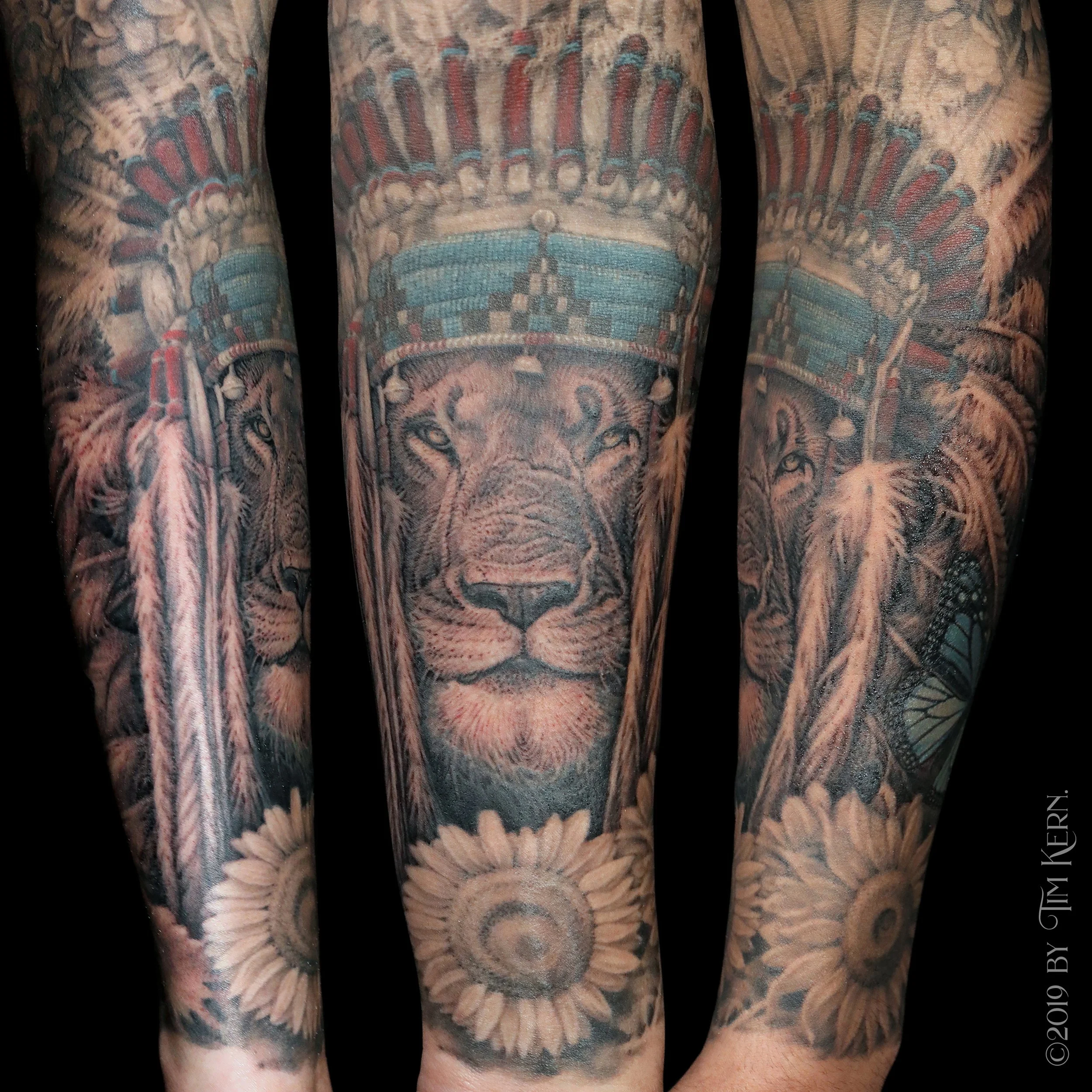 Lion-Headdress-Butterfly-Sunflower-Pocketwatch-Rose-Sleeve-Tattoo2-copy.jpg