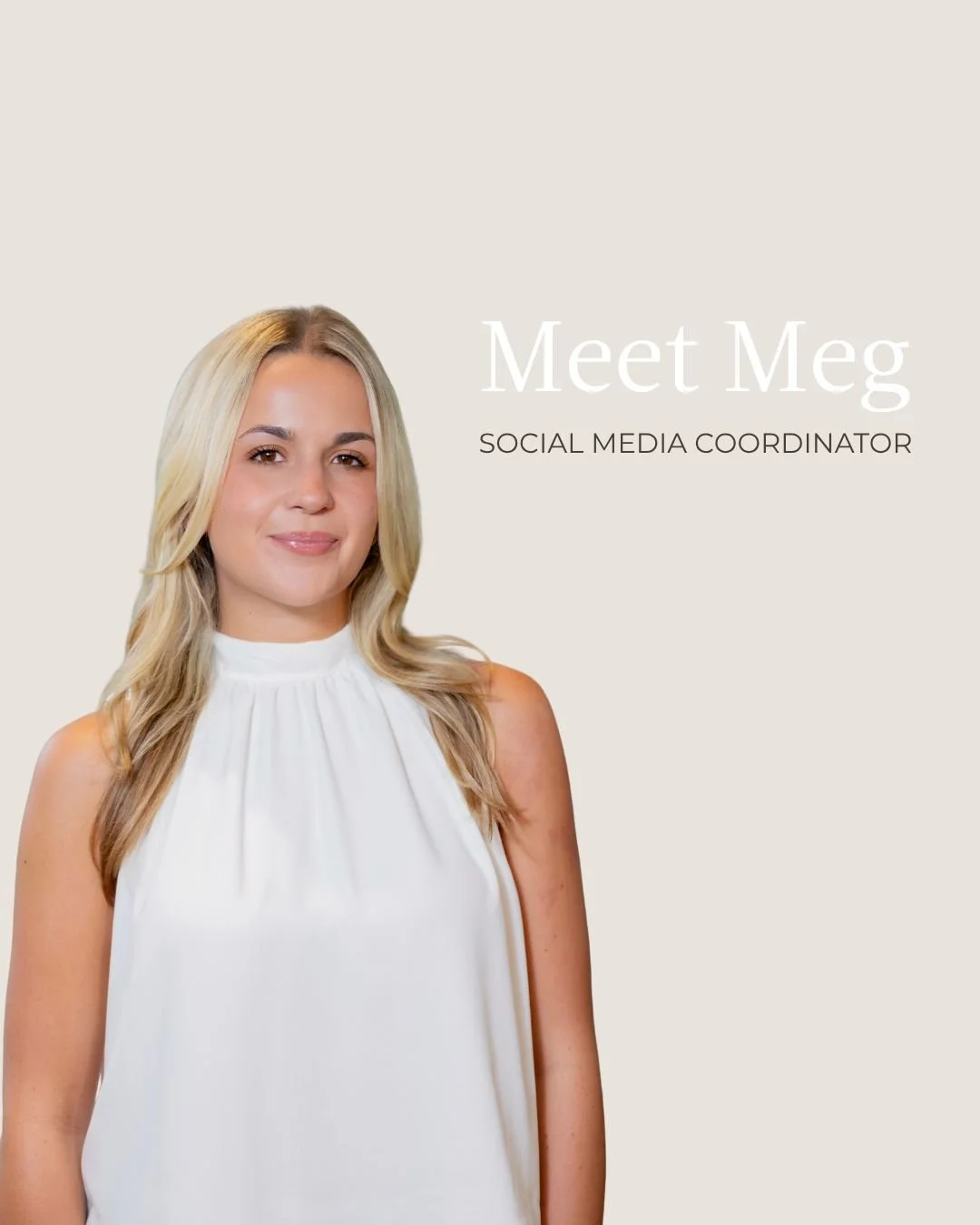 Meet Meg! 🤍

Meg recently graduated from TCU with a degree in Strategic Communication and, after starting as a spring intern, has grown into her role as our newest Social Media Coordinator!

She brings a positive attitude that shows in her work ever