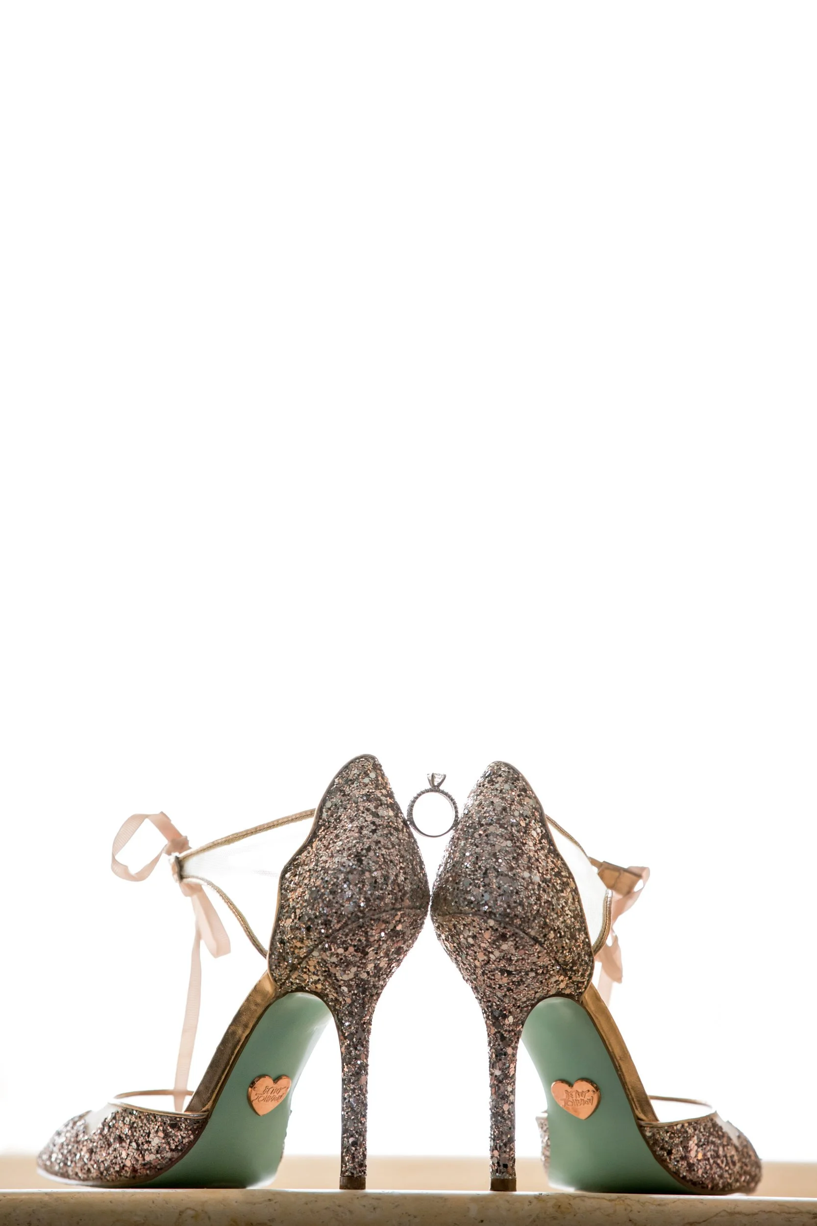 Sparkly high hills wedding shoes. 