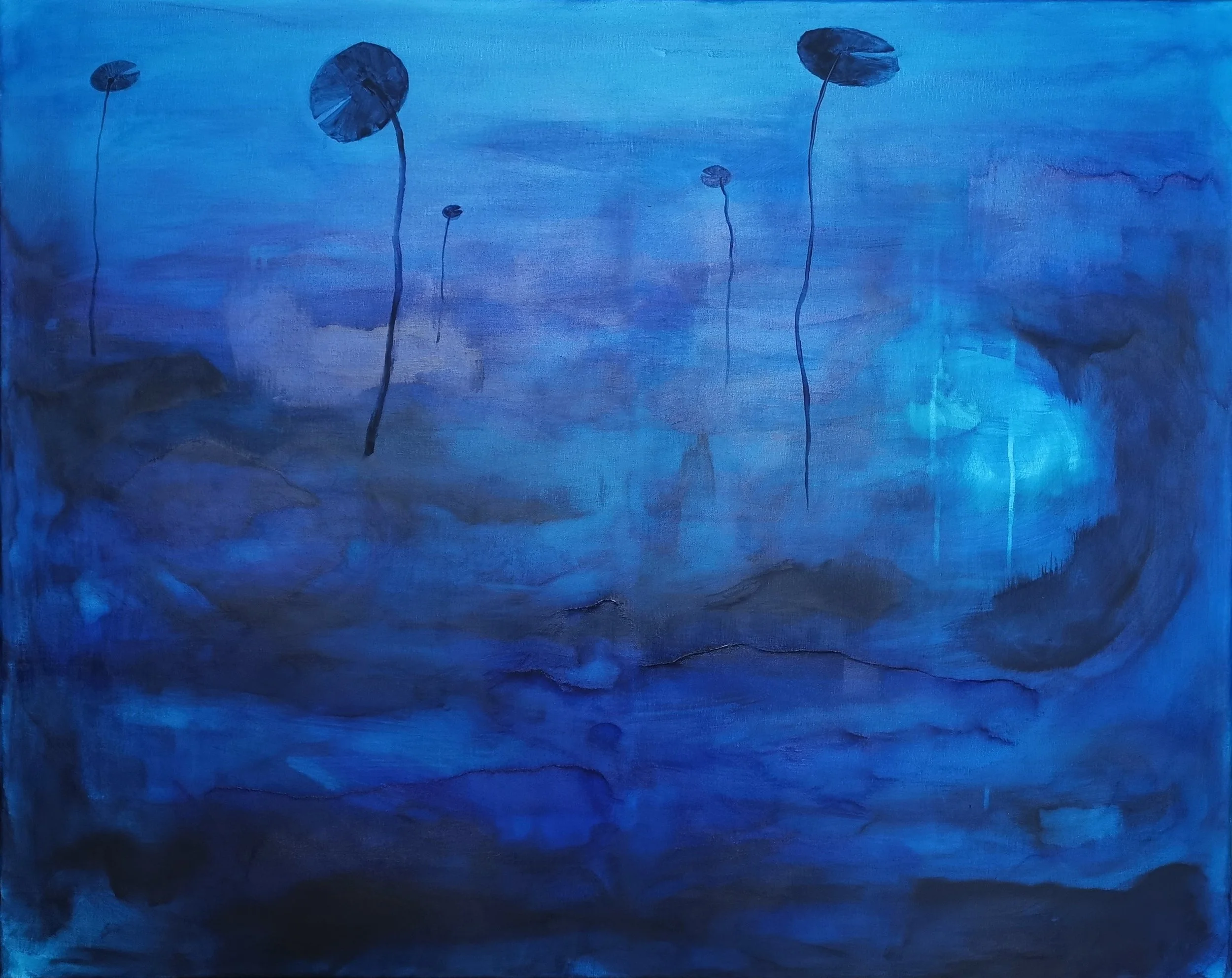 "Lammen lumo", 2025. 100 x 80 cm | akryylimaalaus