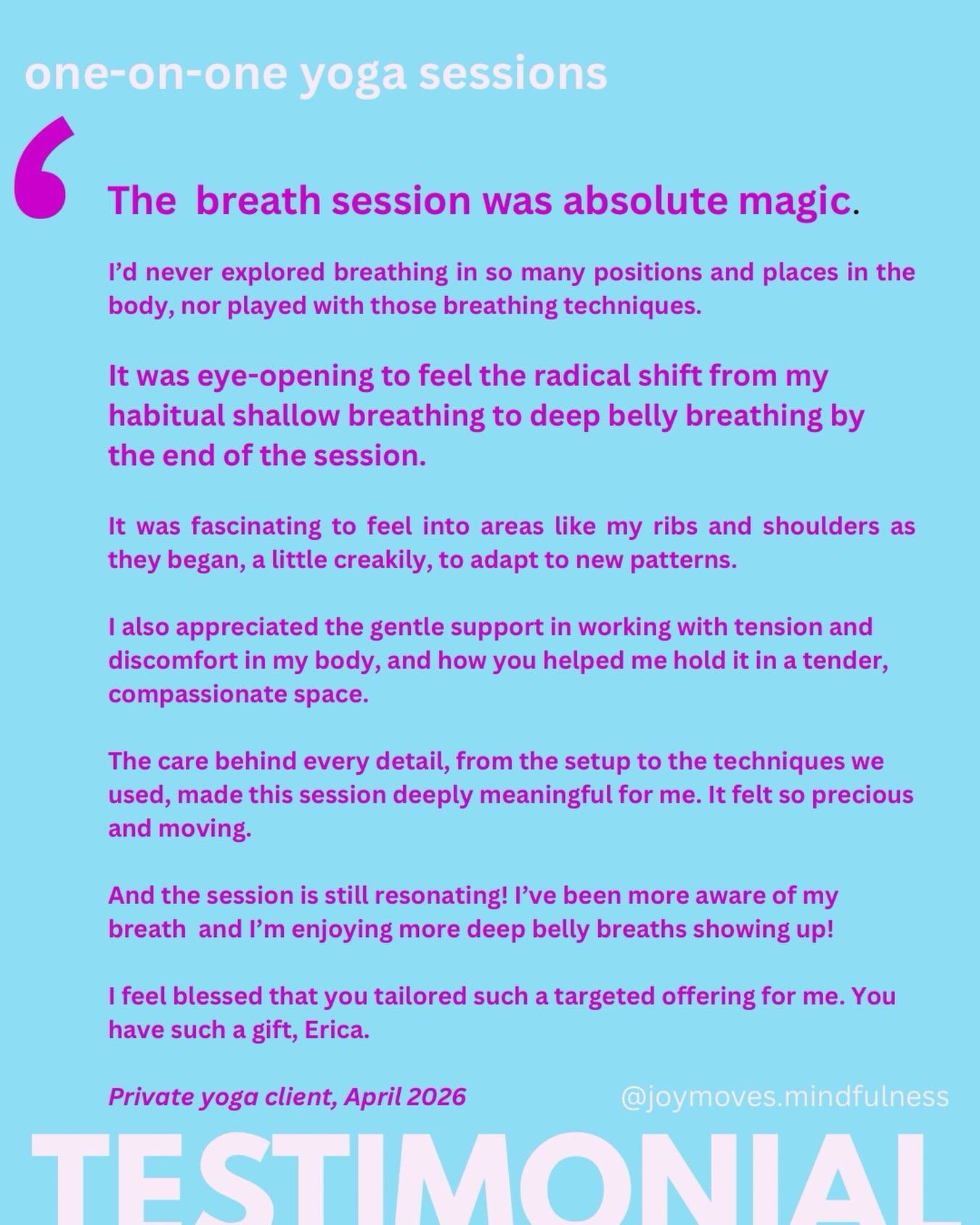 Ever tried private yoga? It&rsquo;s very different to your typical group class.

That&rsquo;s because a private yoga session is totally tailored for you &mdash; and whatever specific issue you&rsquo;d like to work with.

This client has been experien