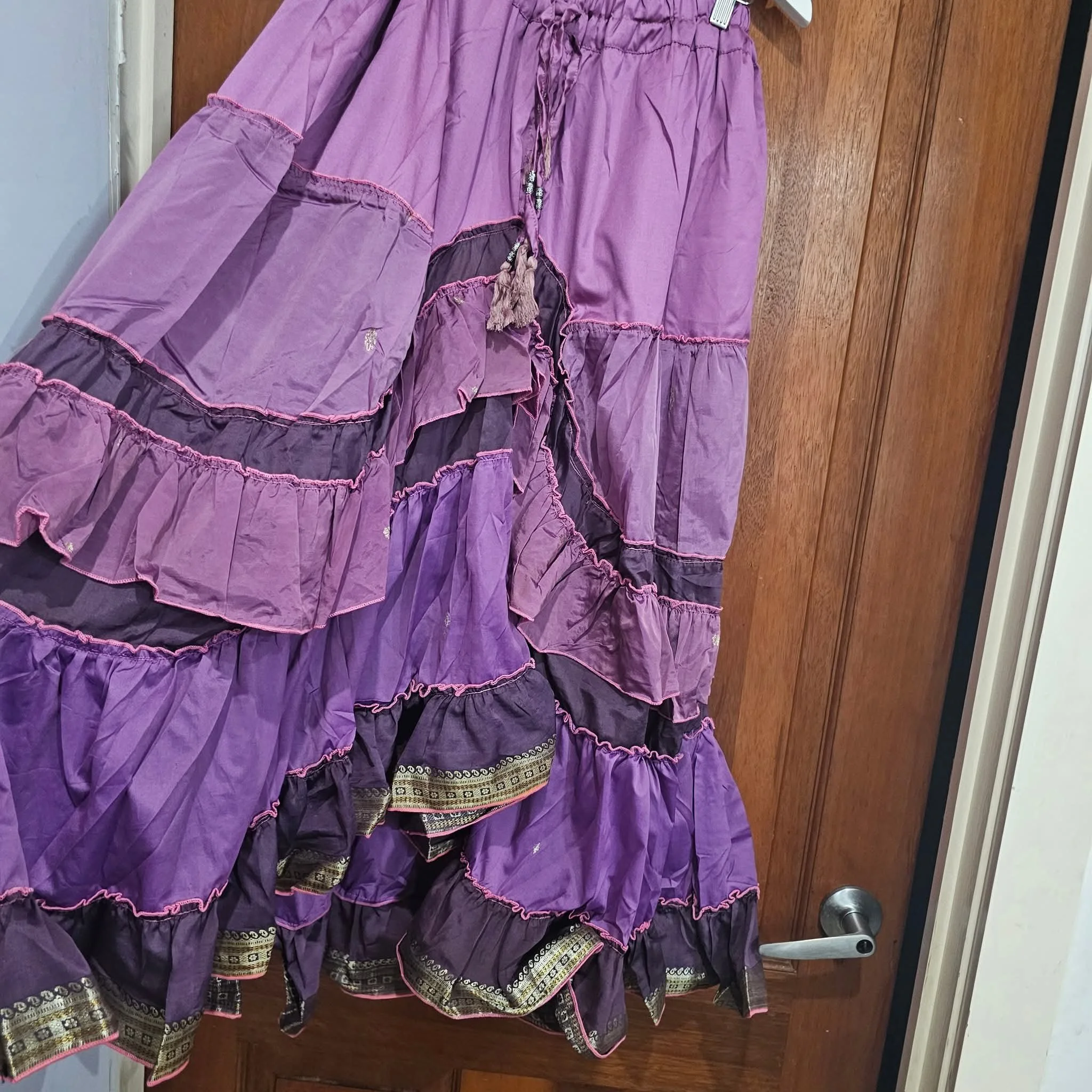 Hi Lo Silk Sari Skirt - Purple
