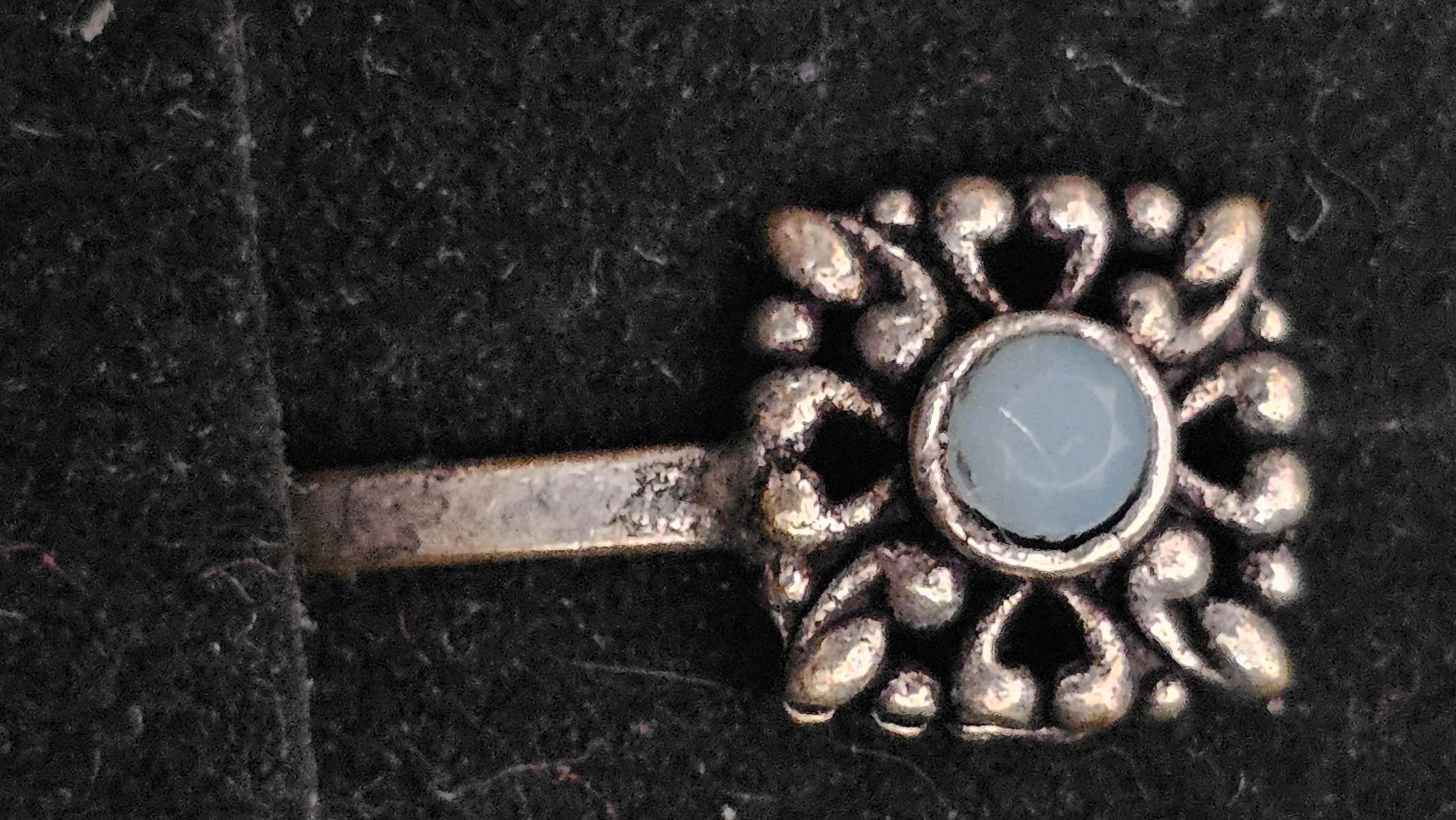 Nose Clip - Silver Square Light Blue stone