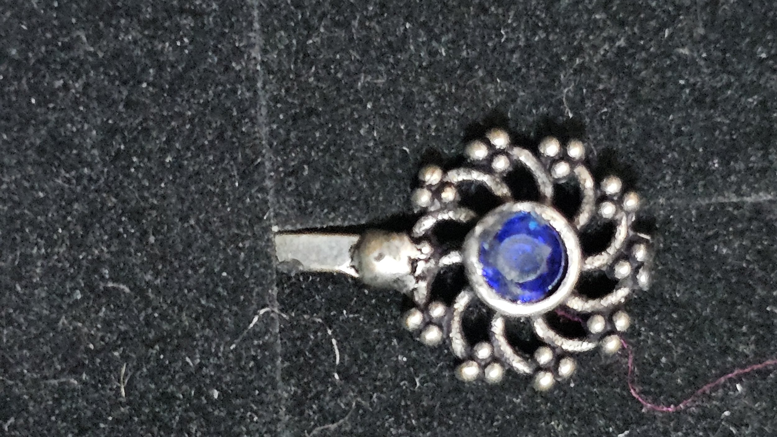 Nose Clip - Silver Round Blue stone