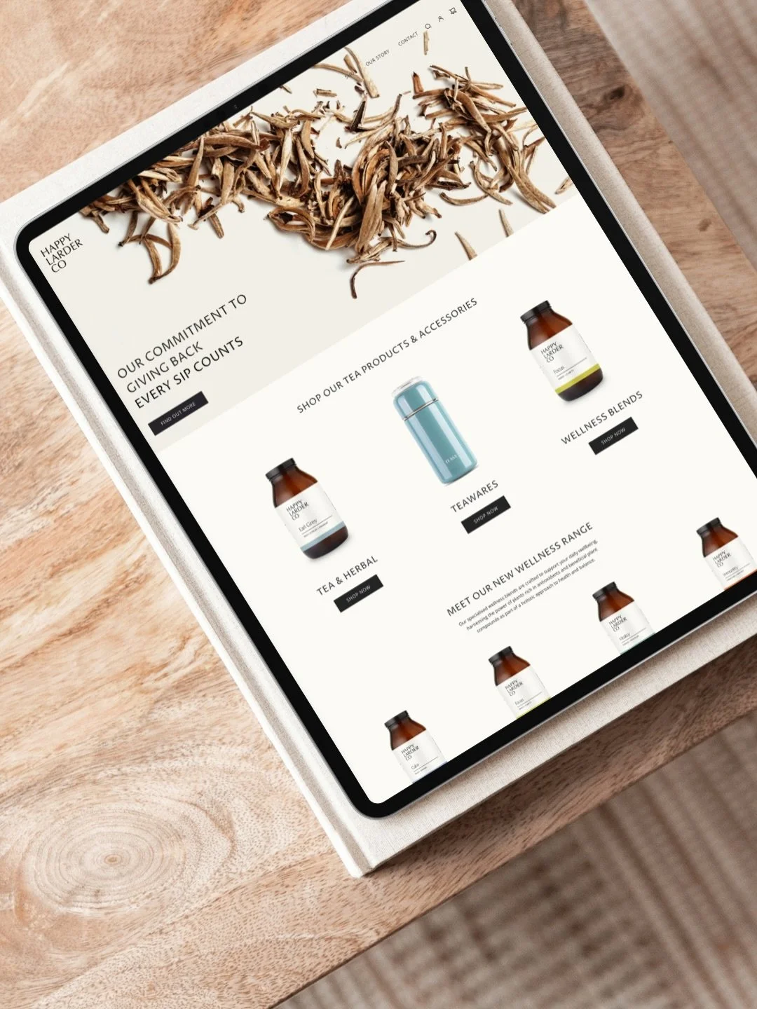 Happy Larder Co deserved a digital home that matched their products - thoughtful, elevated, intentional.

We built a Shopify website that reflects the quiet luxury of the brand.

A calm, intuitive browsing experience that mirrors the peaceful moment 