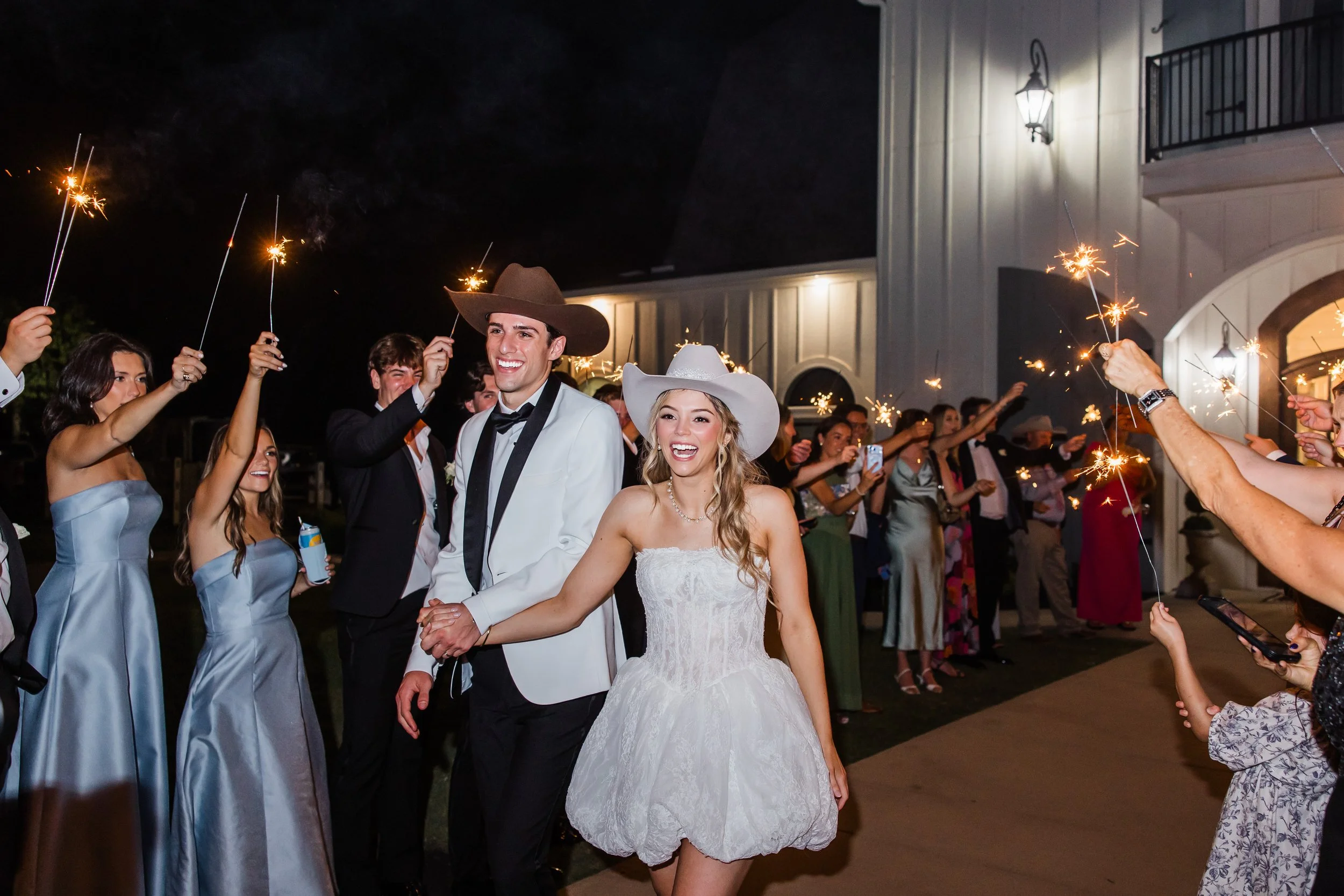 Sparkler exit at French Farmhouse Venue in Collinsville TX