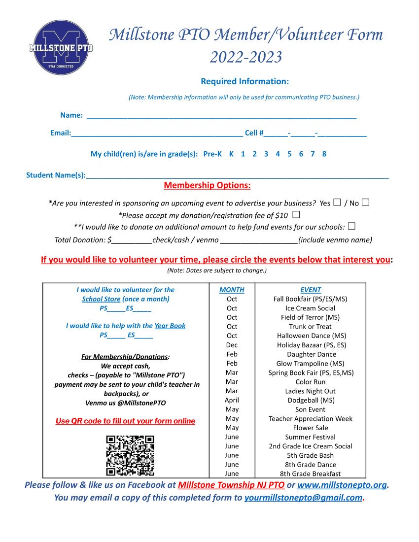 Membership Millstone Township Pto