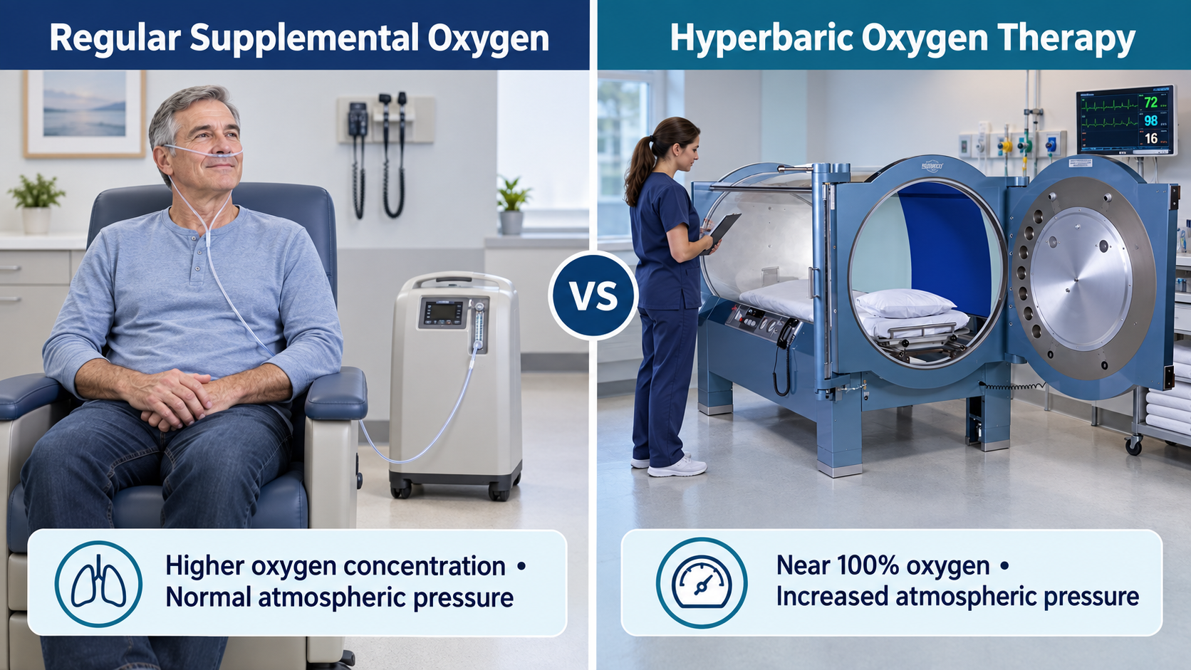HBOT vs. Regular Oxygen: What the Pressure Actually Changes