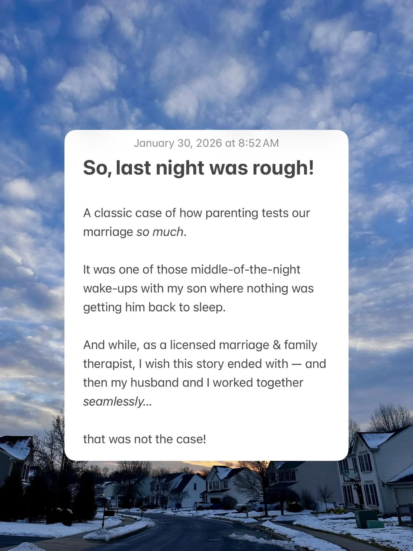 As a licensed marriage &amp; family therapist, I love supporting couples through the rollercoaster of parenthood. But education and trainings have only taken me so far in this work &mdash; it&rsquo;s the real behind-the-scenes effort I&rsquo;ve seen 