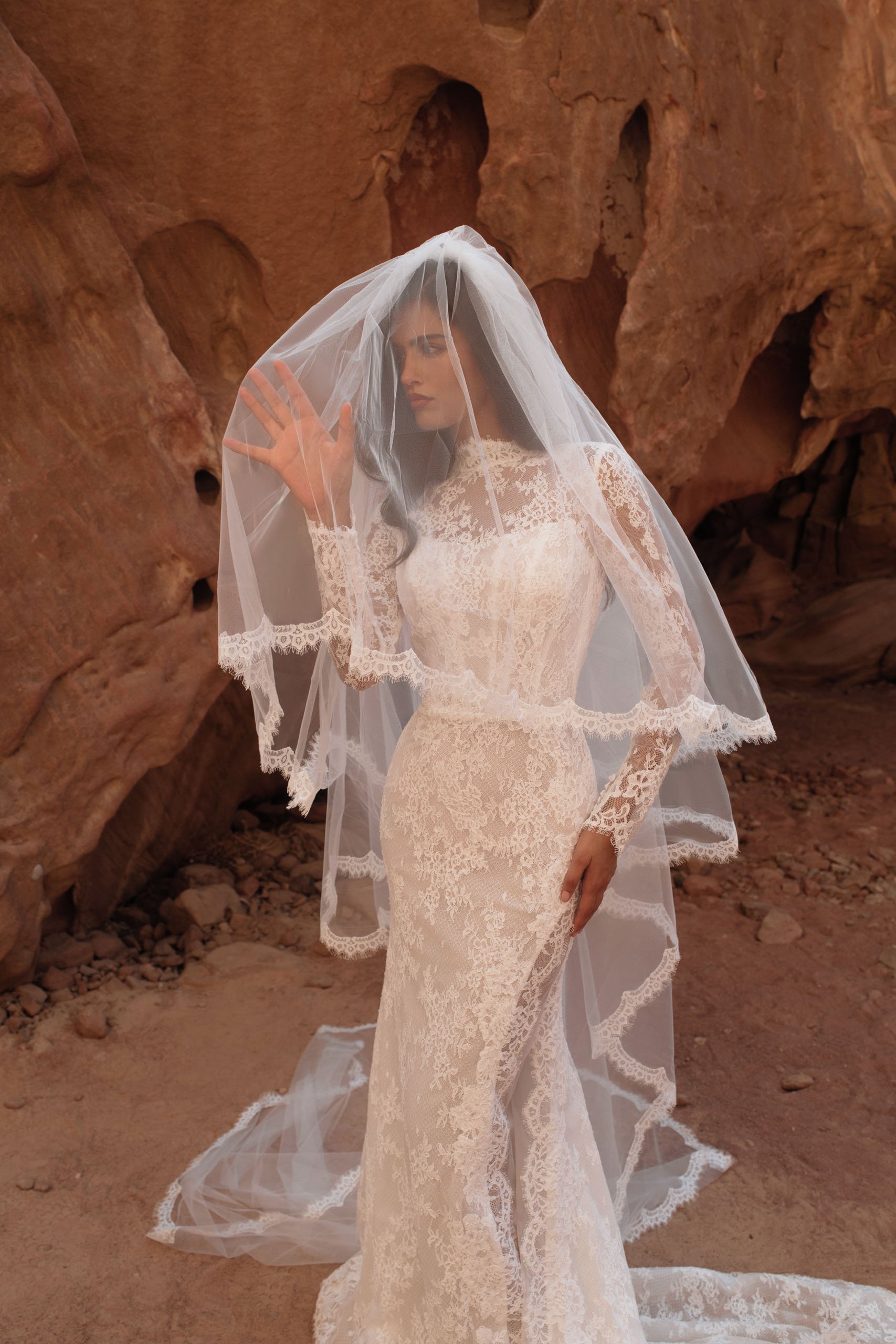 Edvina Lace Wedding Dress Ireland | High Neck Long Sleeve Bridal Gown | Spellbound Bridal