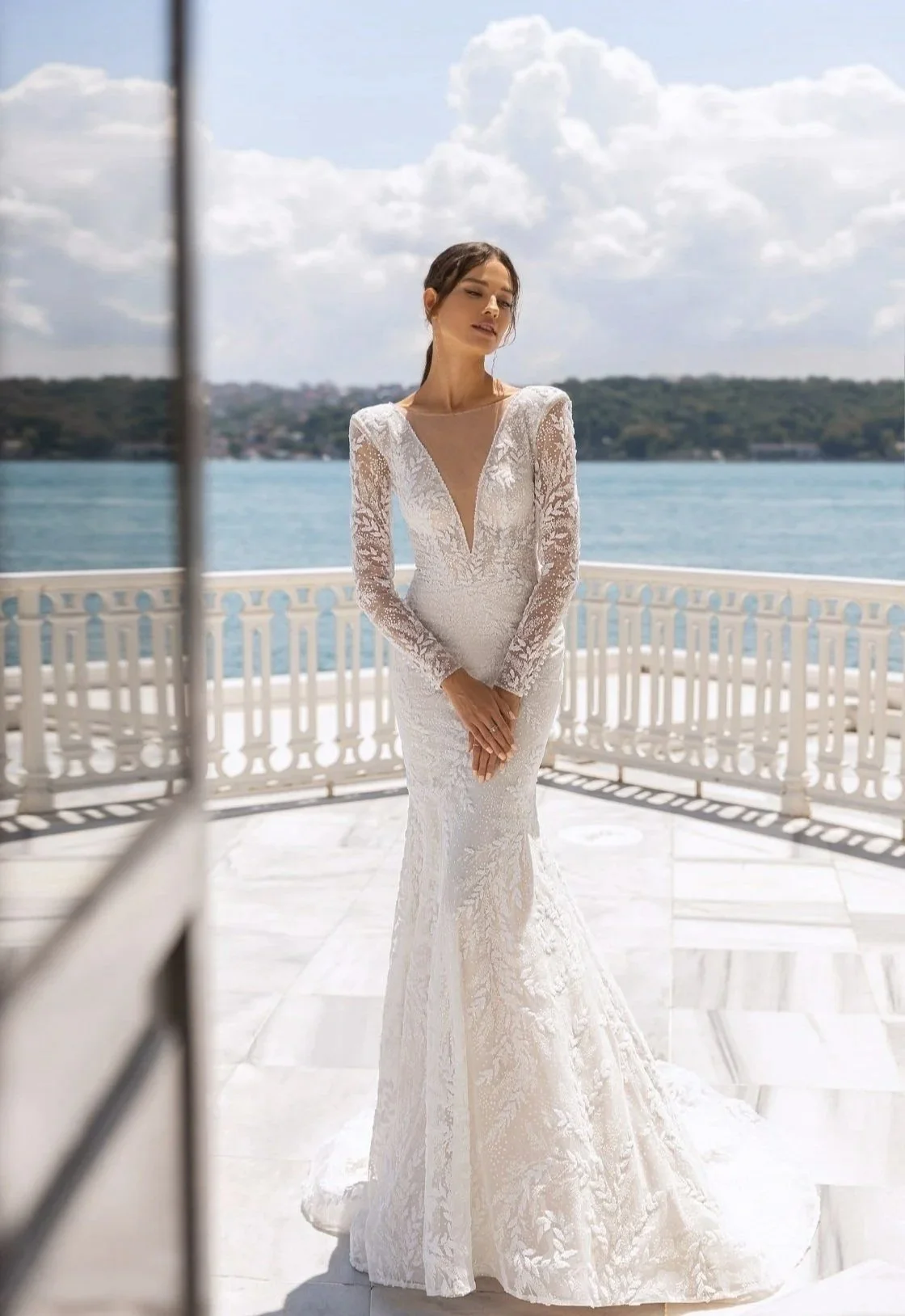 Diane+mermaid+style+fit+and+flare++long+sleeve+embossed+lace+tulle+wedding+dress+with+illusion+neckline_Spellbound+Bridal+Wicklow+Ireland_.jpg