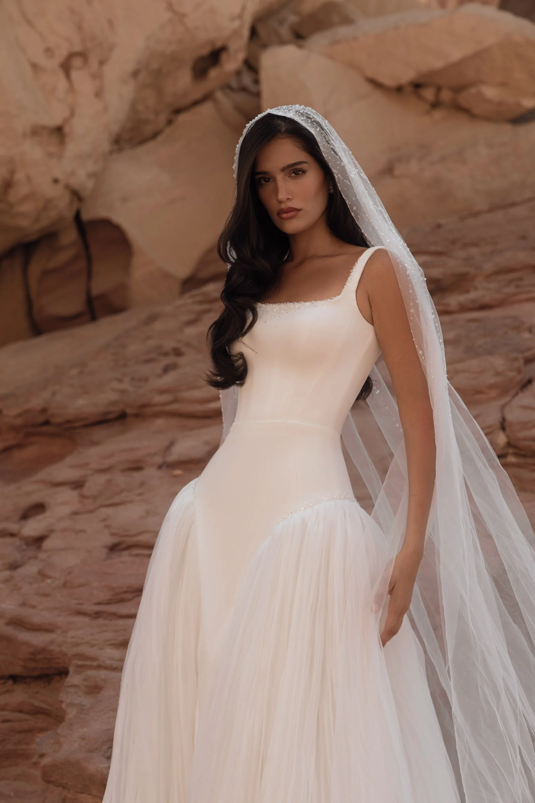 Anael Wedding Dress | Modern Minimalist A-Line Bridal Gown | Spellbound Bridal Ireland