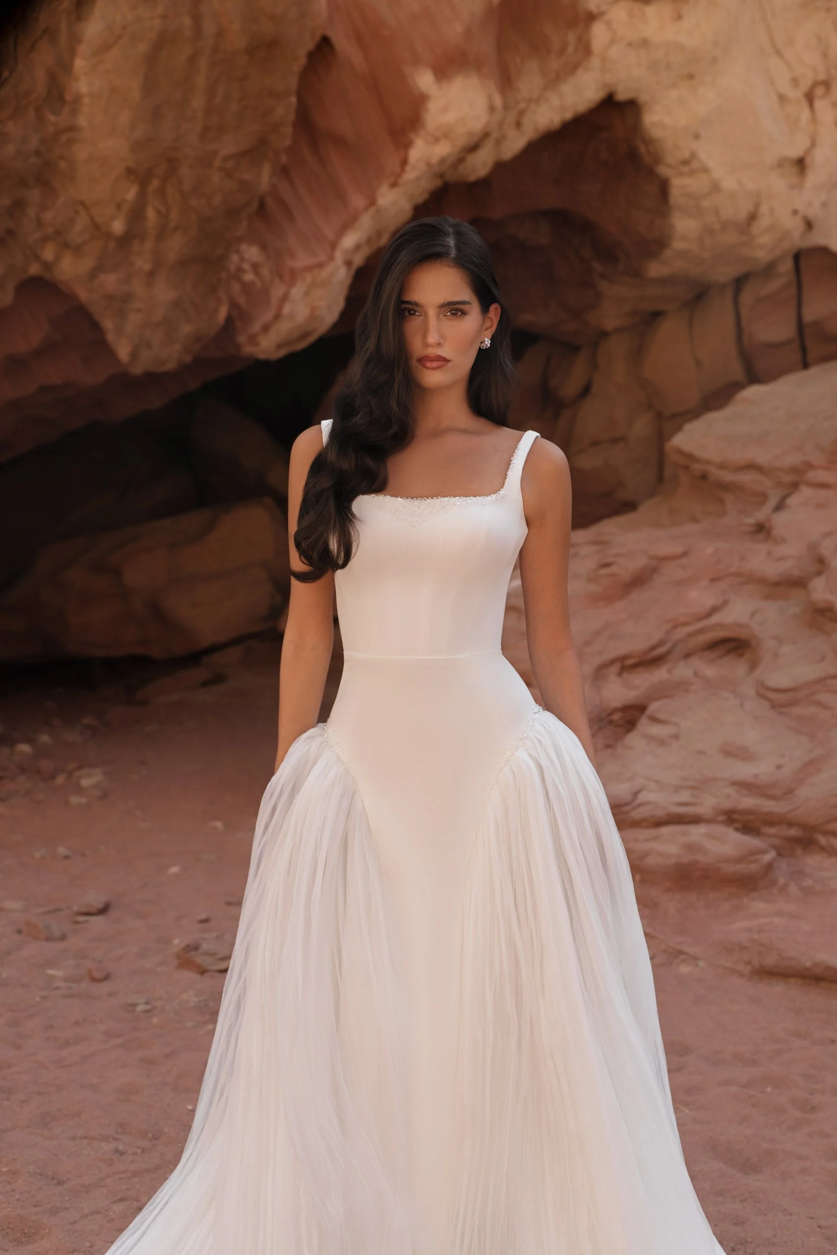Anael Wedding Dress | Modern Minimalist A-Line Bridal Gown | Spellbound Bridal Ireland