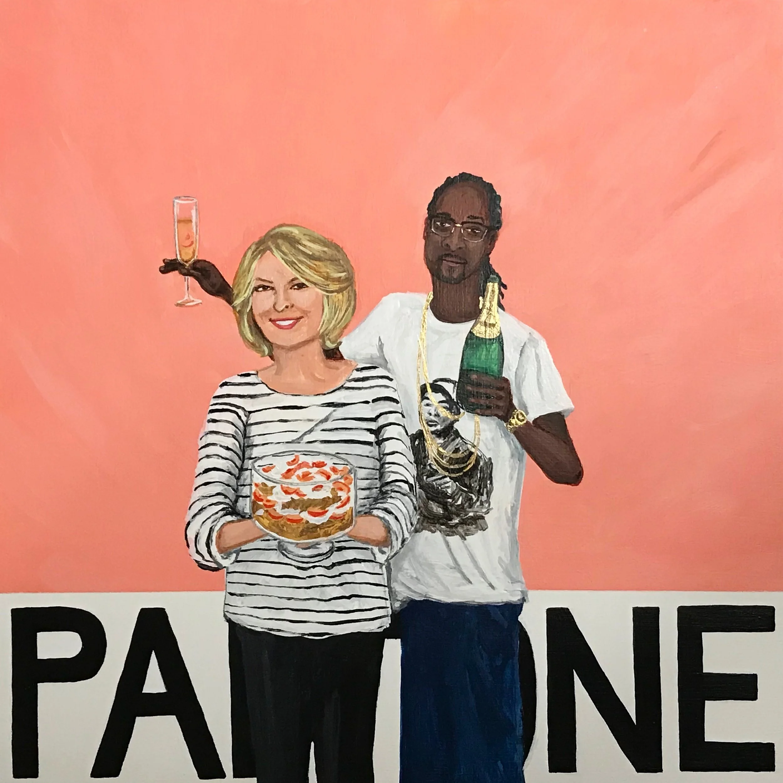 "Pantone 14-1521 Peaches N’ Cream" (Martha Stewart & Snoop Dogg) | Acrylic on 10″ x 10″ wood panel | 2019 | NFS
