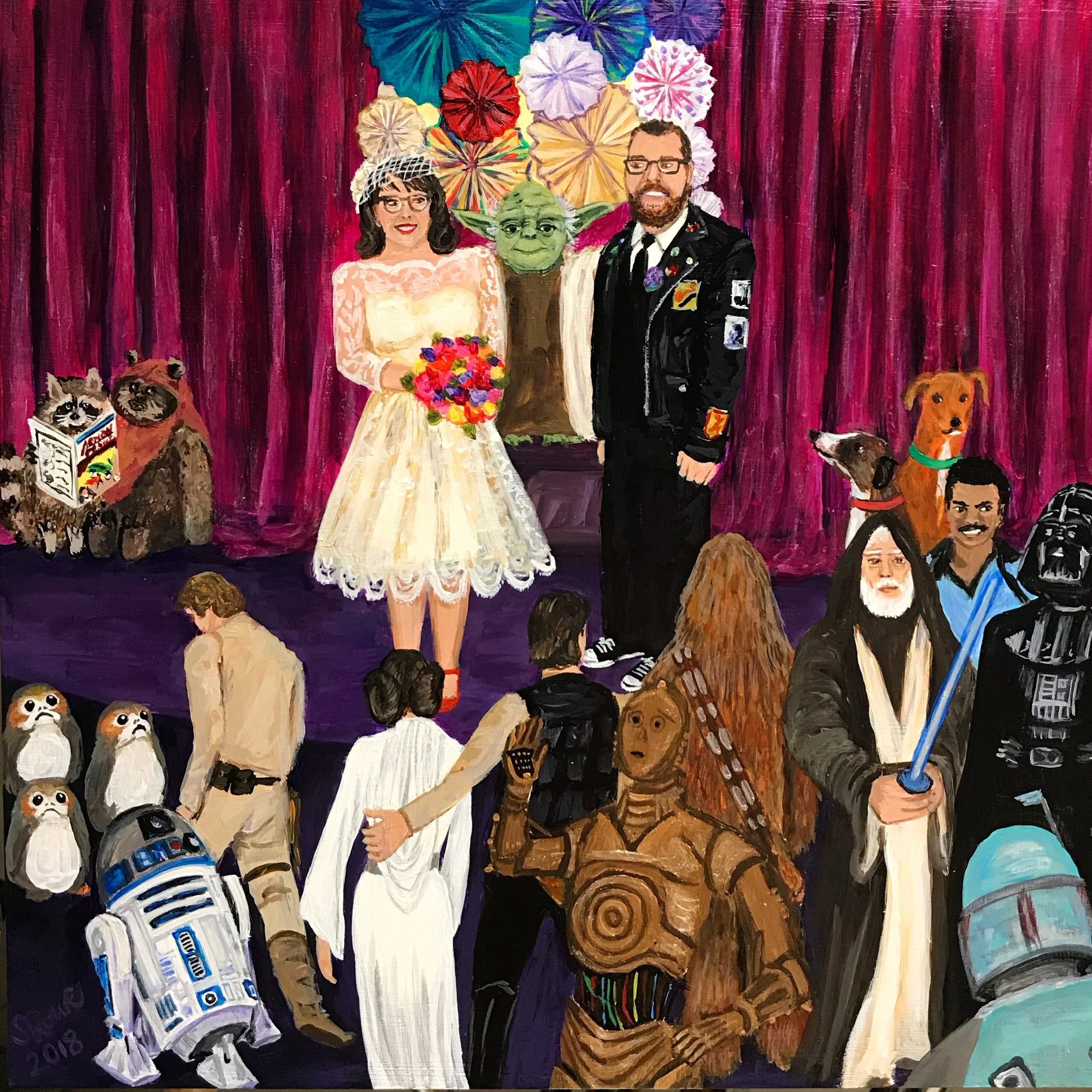 "Star Wars Wedding" | Acrylic on wood panel | 2018 | NFS