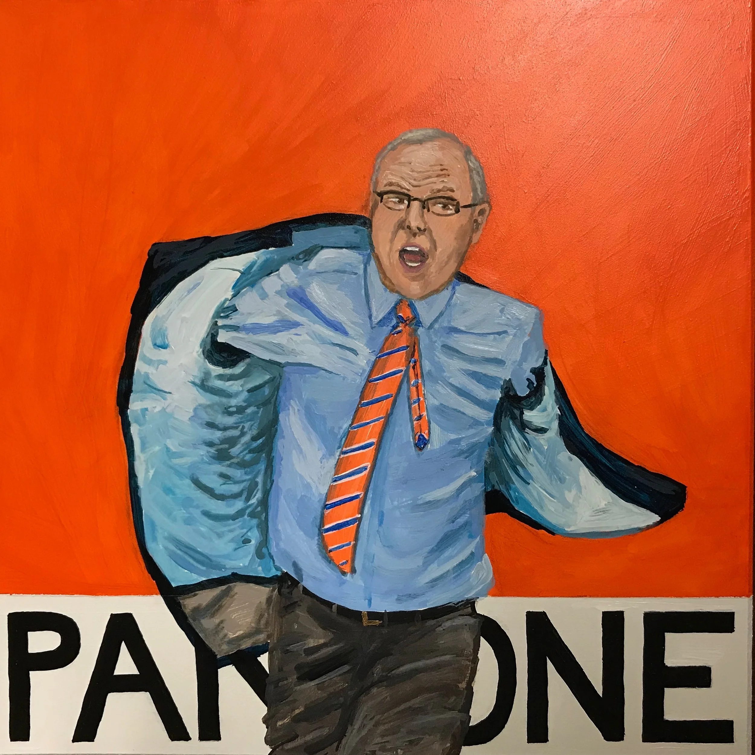 "Pantone 1665 C Syracuse Orange" (Jim Boeheim) | Acrylic on Masonite | 2019 | NFS