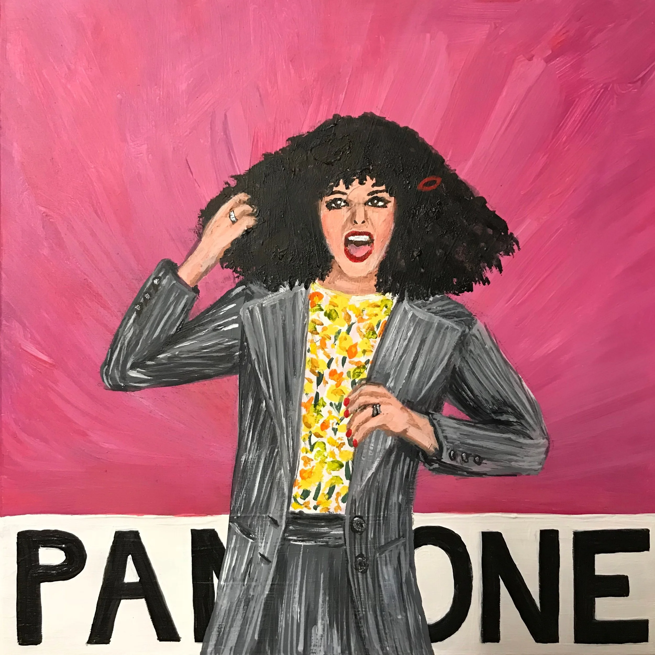 "Pantone 16-1715 Wild Roseanne Roseannadanna" (Gilda Radner) | Acrylic on Masonite | 2017 | NFS
