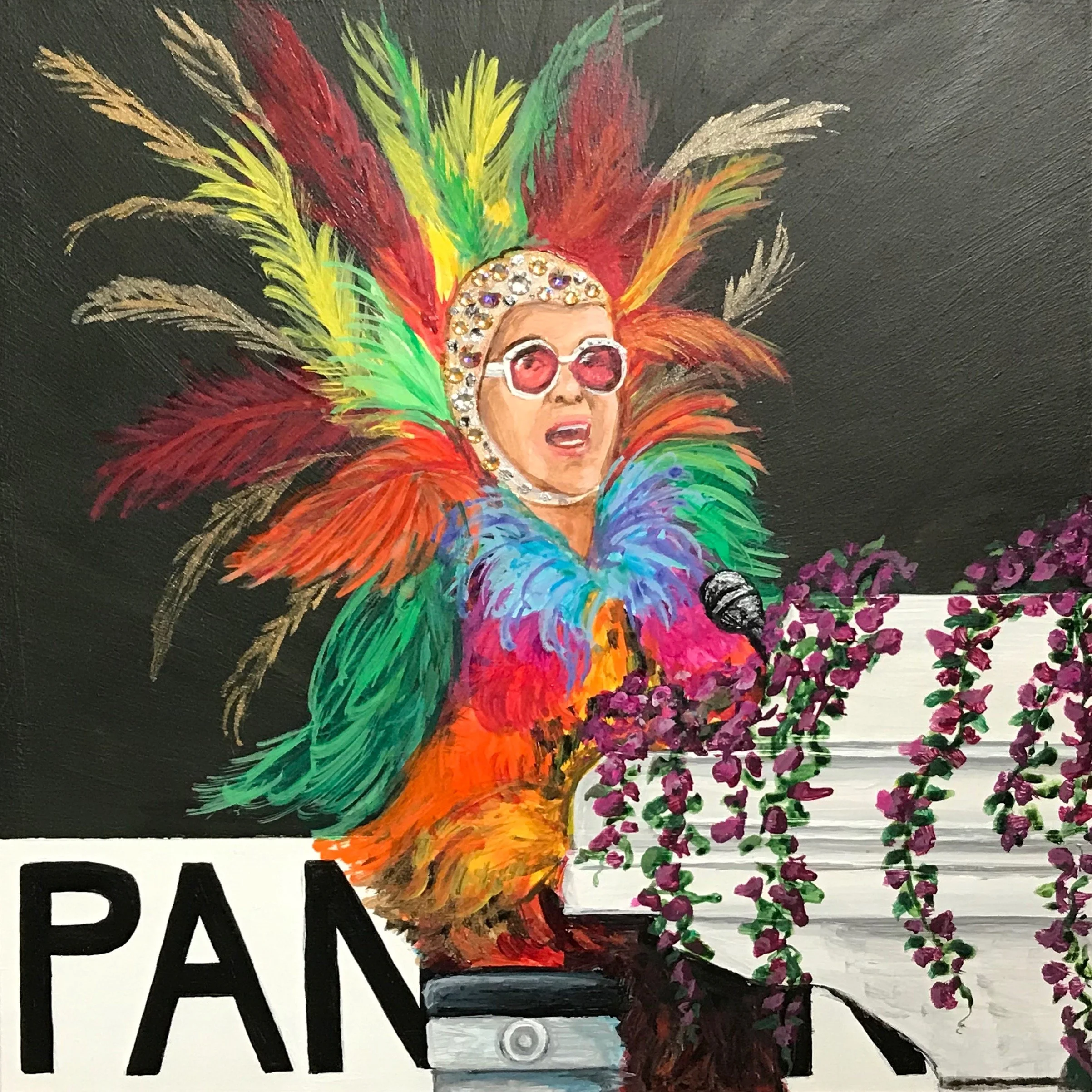 "Pantone 19-0823 Crocodile Rock" (Elton John) | Acrylic and Swarovski on Masonite | 2018 | NFS