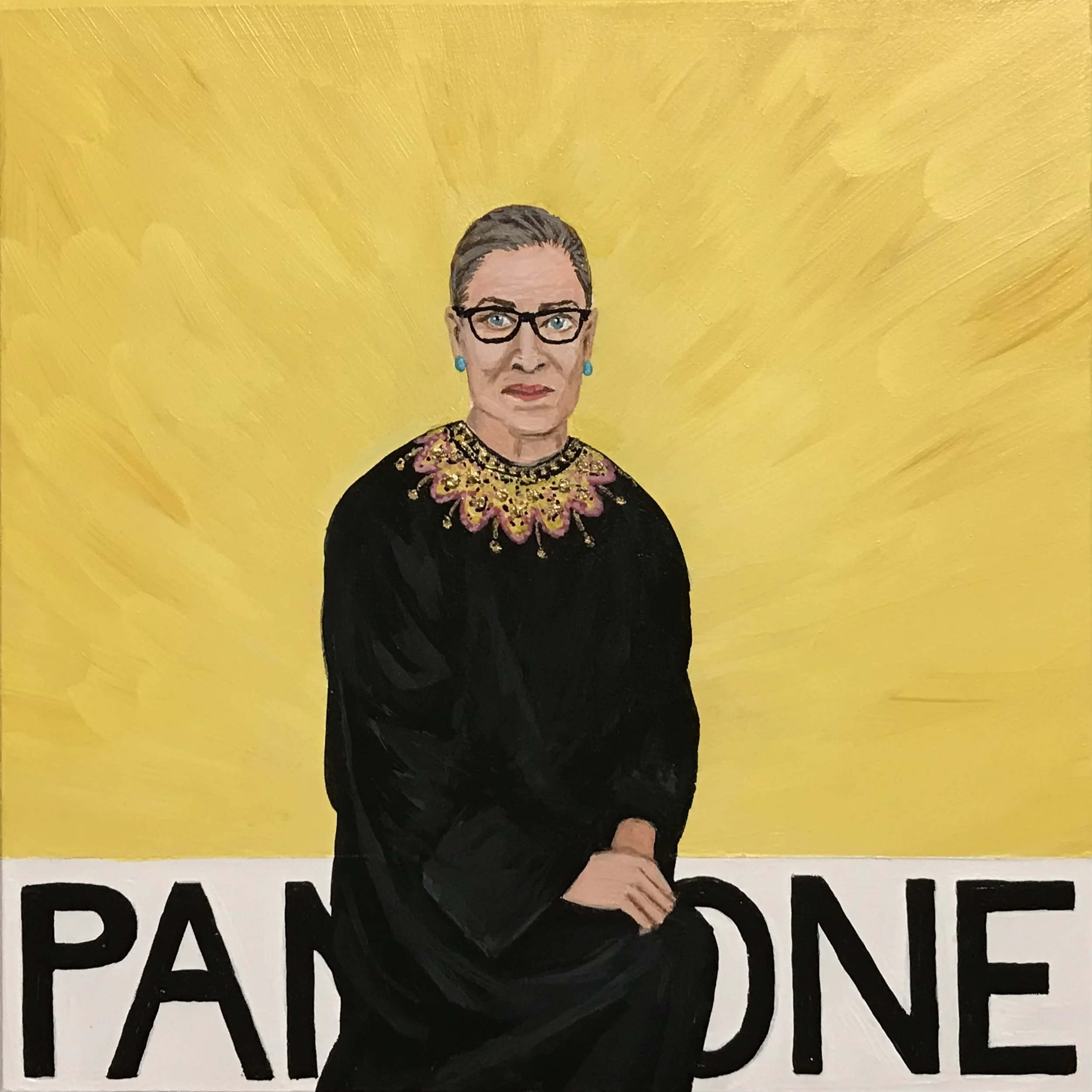 “Pantone 13-0647 Illuminating” (Ruth Bader Ginsburg) | Acrylic on Masonite | 2021