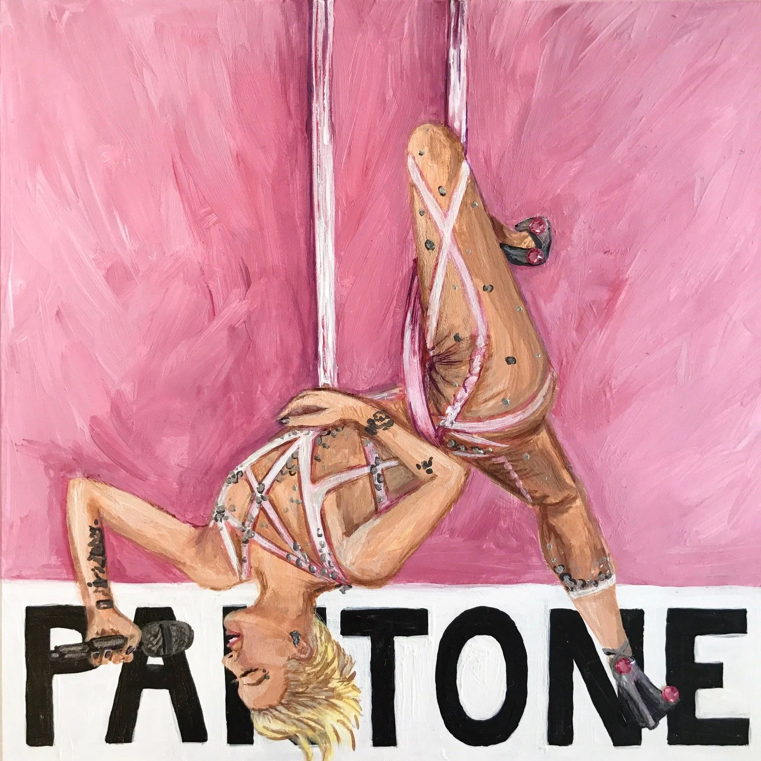 "Pantone 13-1513 – Gossamer P!nk" (P!nk) | Acrylic and Swarovski on Masonite | 2017 | NFS