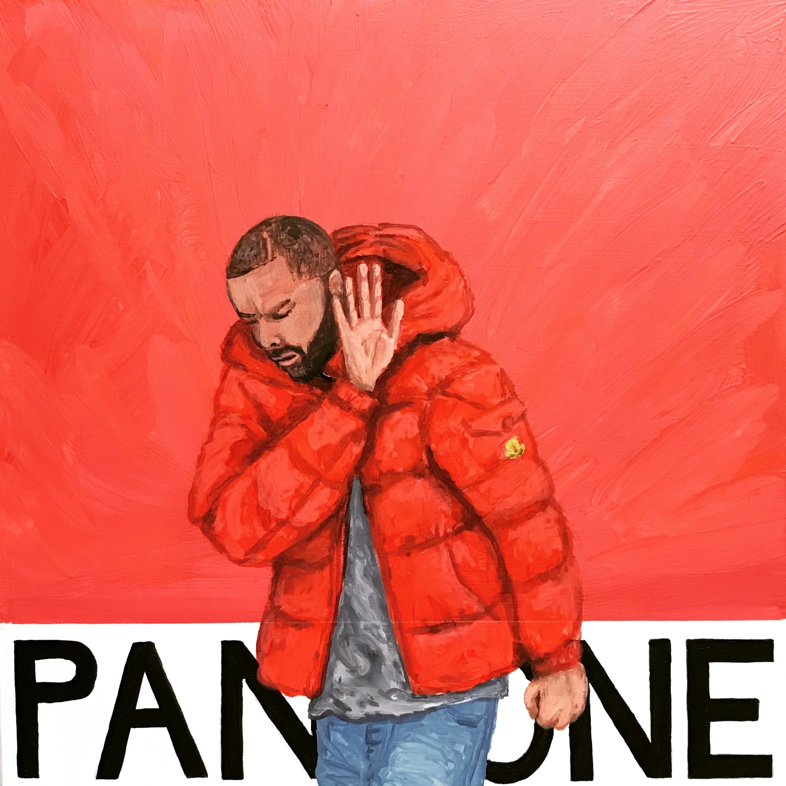 "Pantone 17-1656 Hot Coral Bling" (Drake) | Acrylic on Masonite | 2019