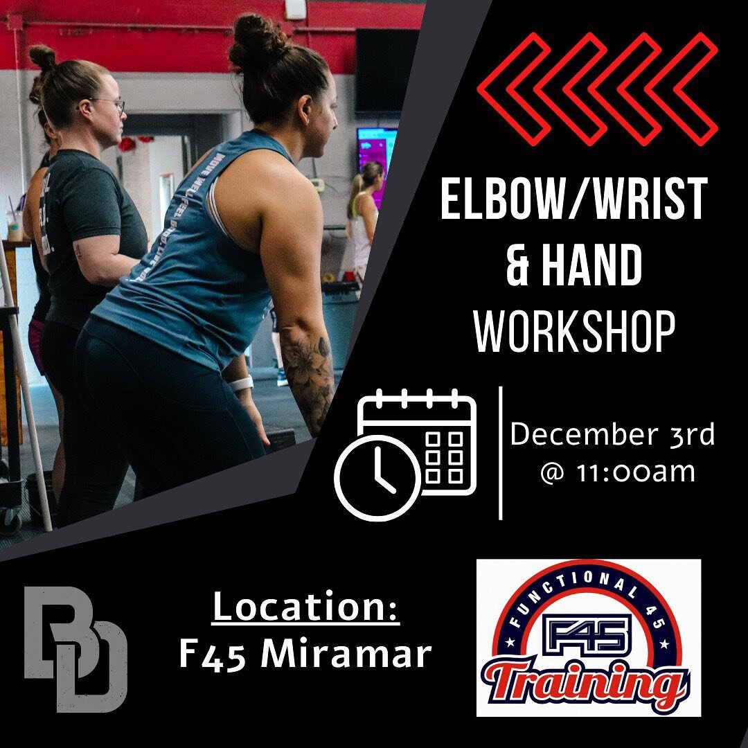 Catch us in action this Saturday @f45_training_miramar 

This will be another Elbow, Wrist, and Hand workshop of ours! Don&rsquo;t miss out !

&mdash;&mdash;&mdash;&mdash;&mdash;&mdash;&mdash;&mdash;&mdash;&mdash;&mdash;&mdash;&mdash;&mdash;&mdash;&m