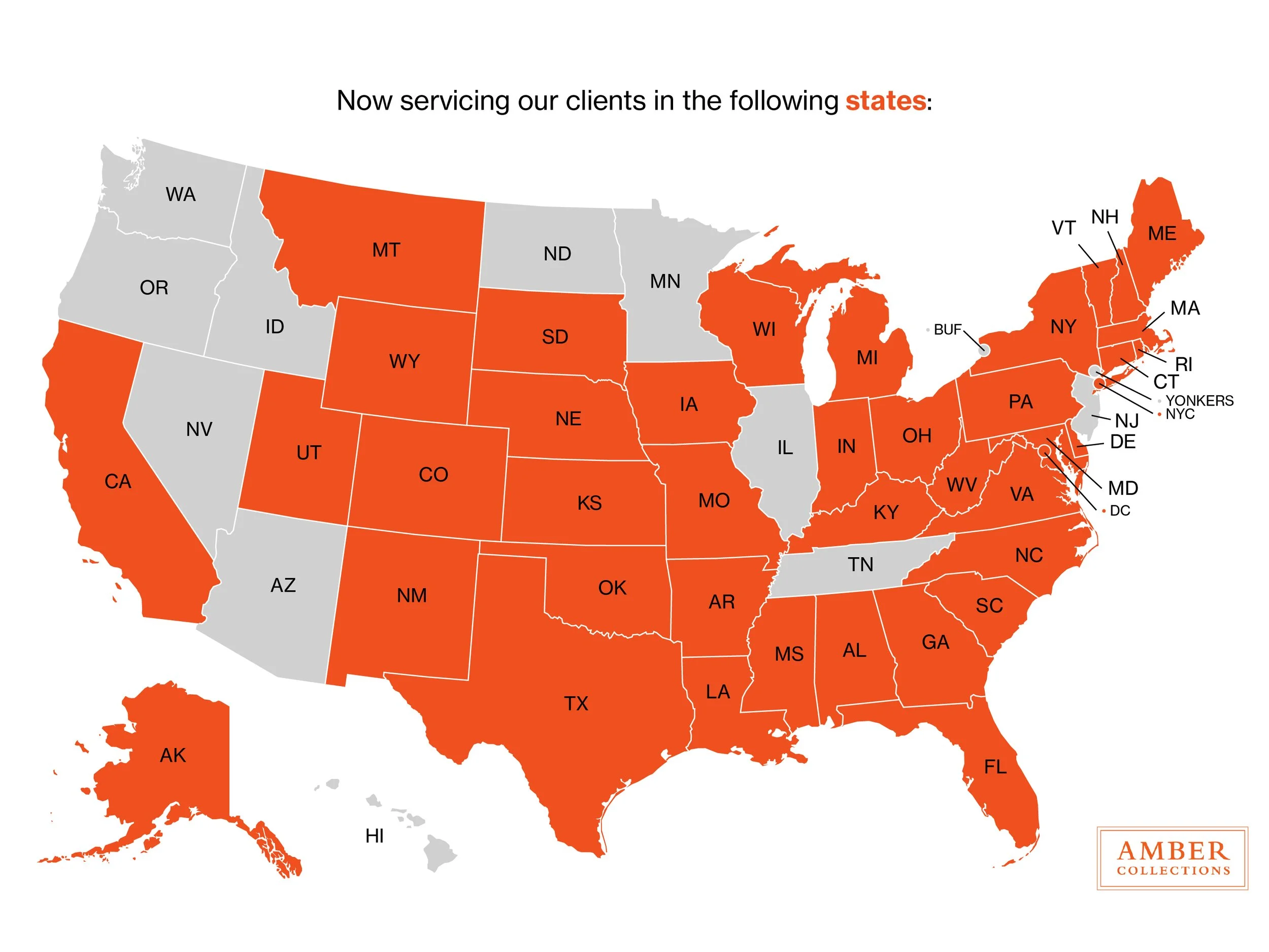 Map of United States with certified states highlighted in orange