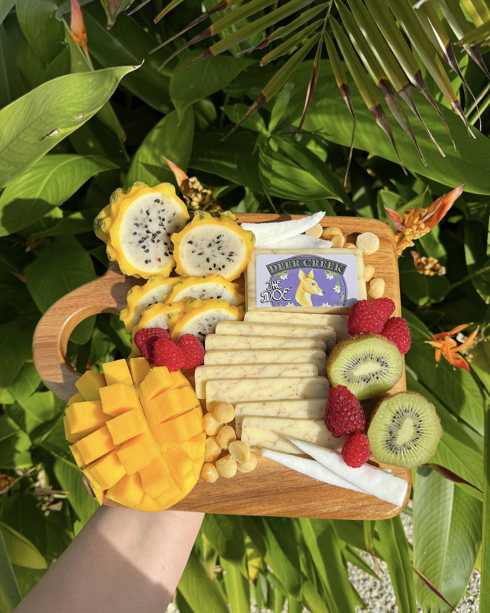 If you're on Spring Break this week and visiting somewhere warm, try a taste of this tropical cheeseboard! 🏝️🥥 Dive into The Doe complemented by fresh coconut, dragonfruit, mango, raspberries, kiwi, and macadamia nuts. The vibrant fusion of sweet f