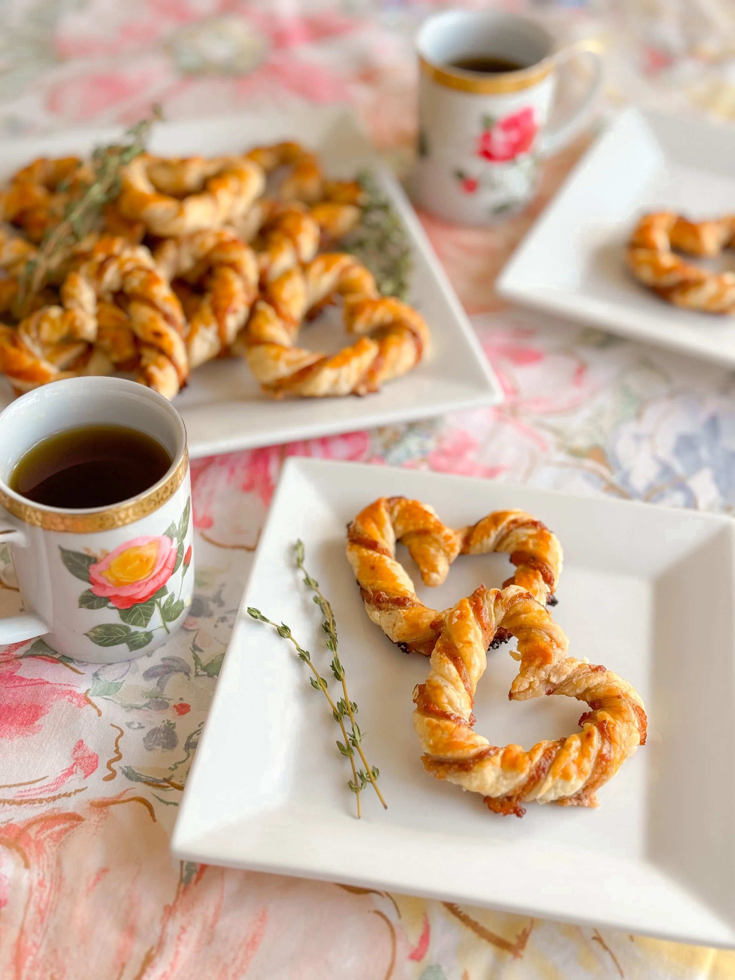 Heart Pastry Twists with Cheddar &amp; Jam