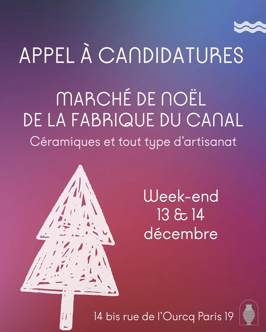🎄Cette année, rejoignez le
Marché de Noël de la Fabrique du Canal ! 🎄
Pour cette 4ème édition à l’atelier, nous avons décidé d’accueillir différents artisanats pour venir enri