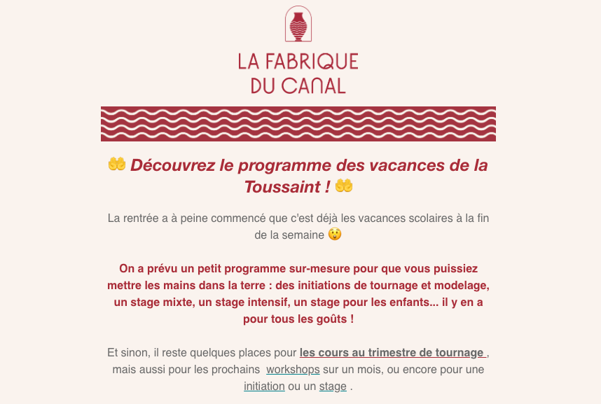 Programme des vacances de la Toussaint 2024