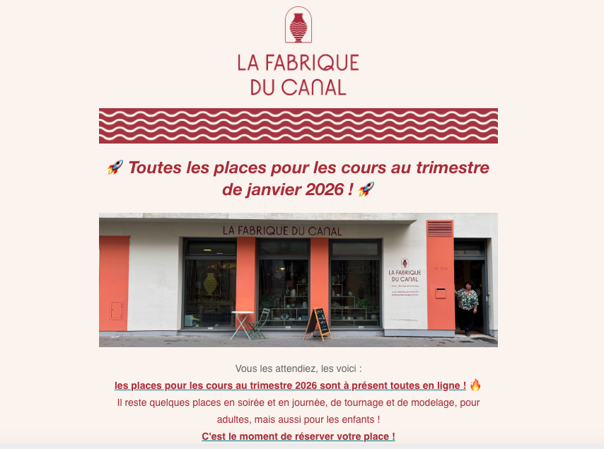 Places cours au trimestre janvier 2026 !