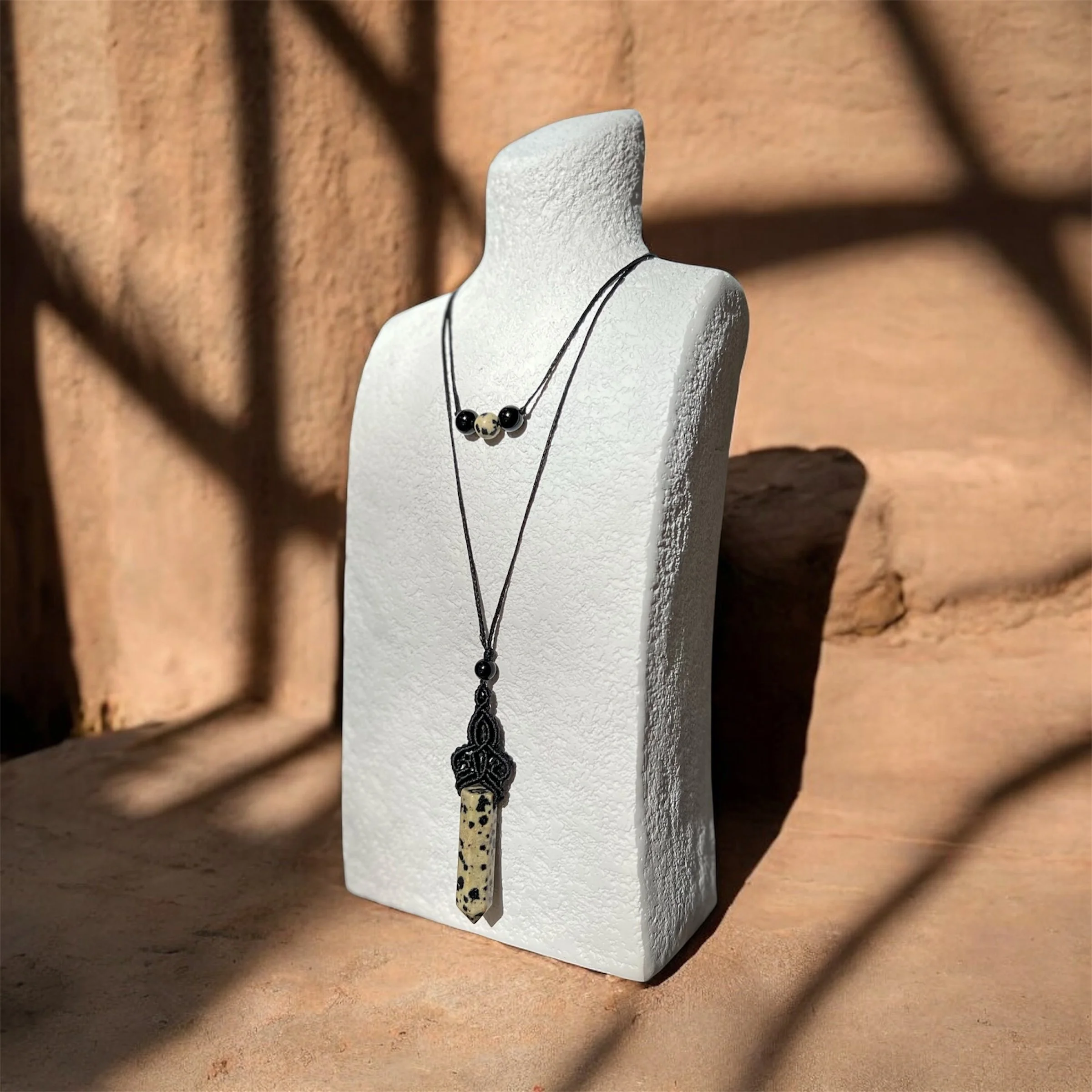 Dalmatian Jasper and Black Onyx Necklace