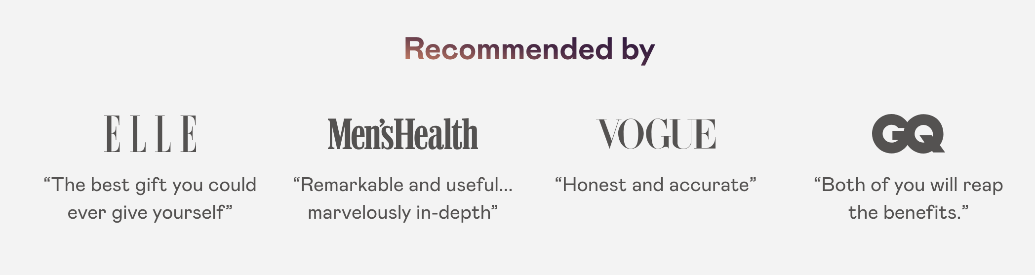 Elle, Men's Health, Vogue, and GQ magazine