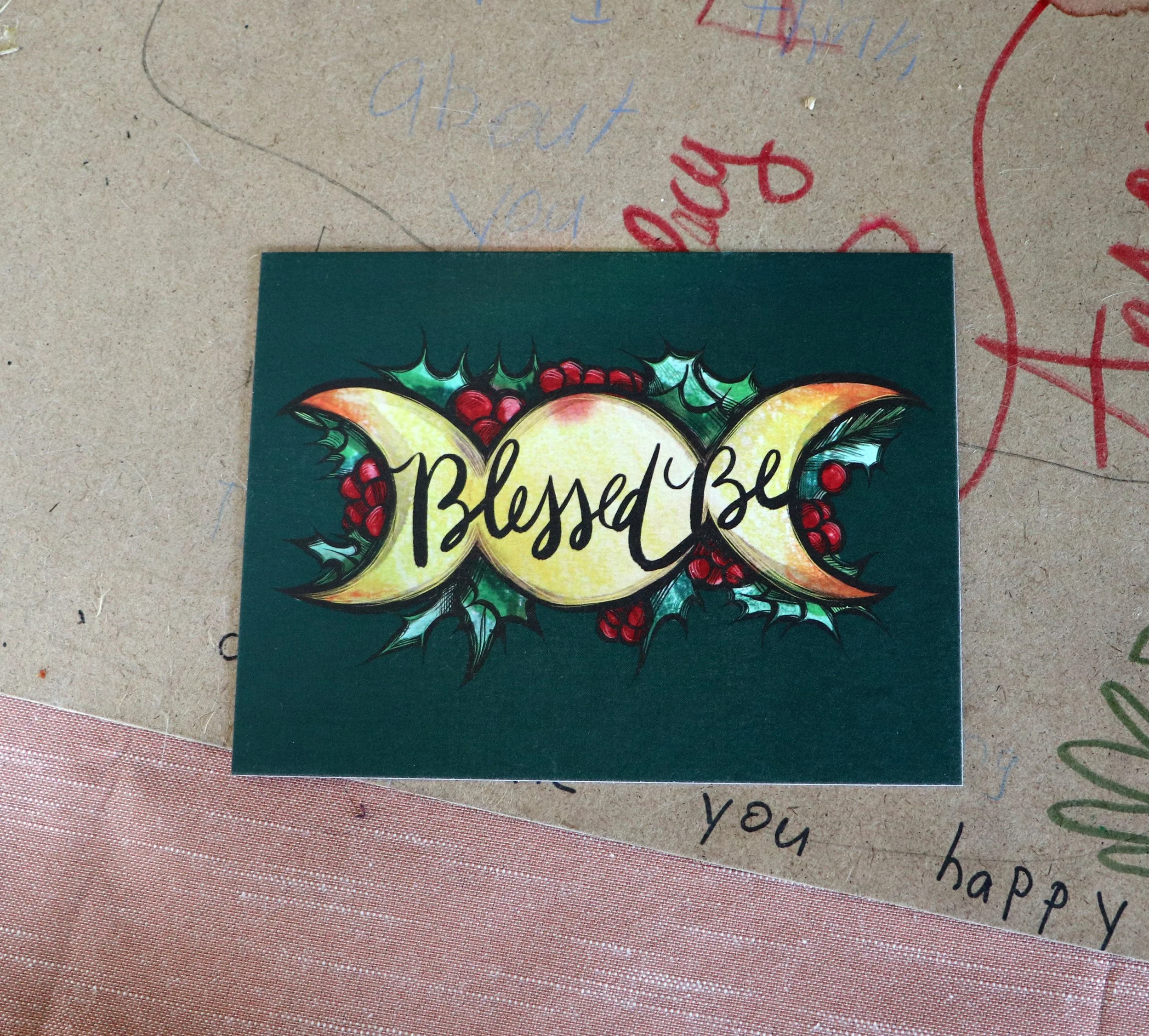 Blessed Be YUle Witch Art