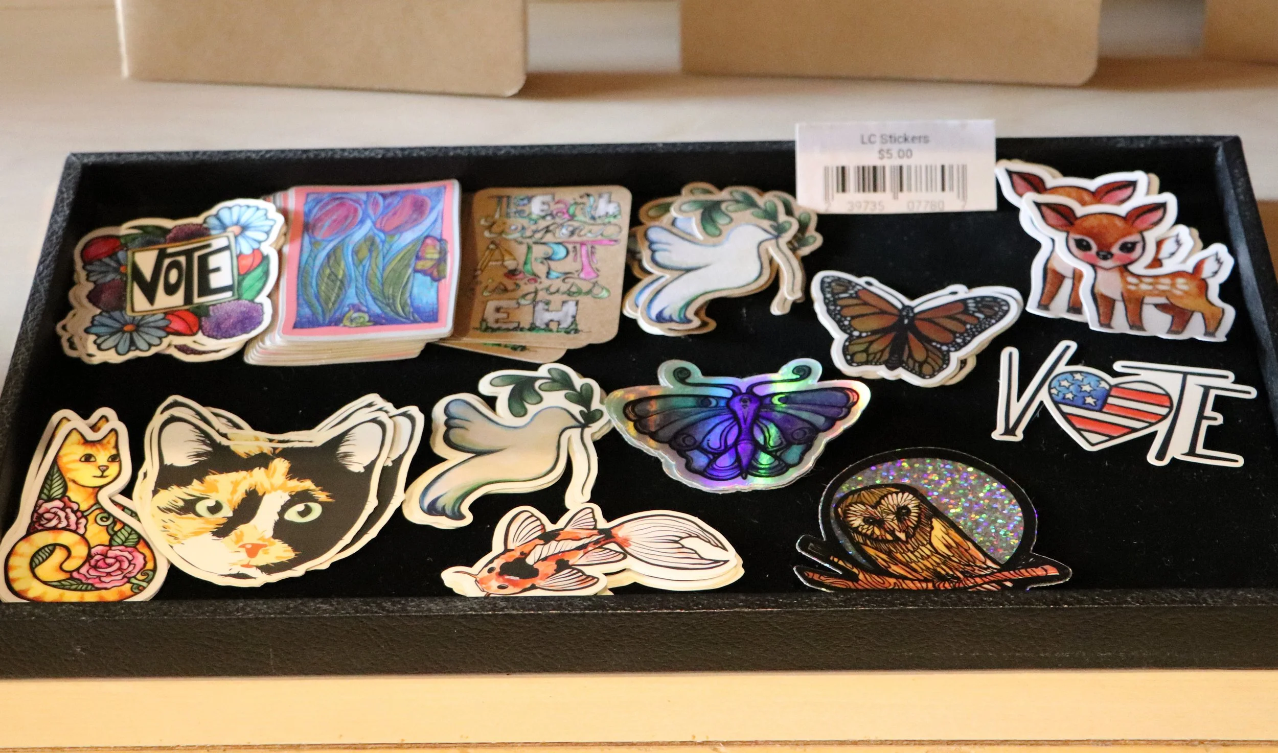Stickers by lacy Chenault Are Now Available at Eastend Art Center in Marshall Michigan