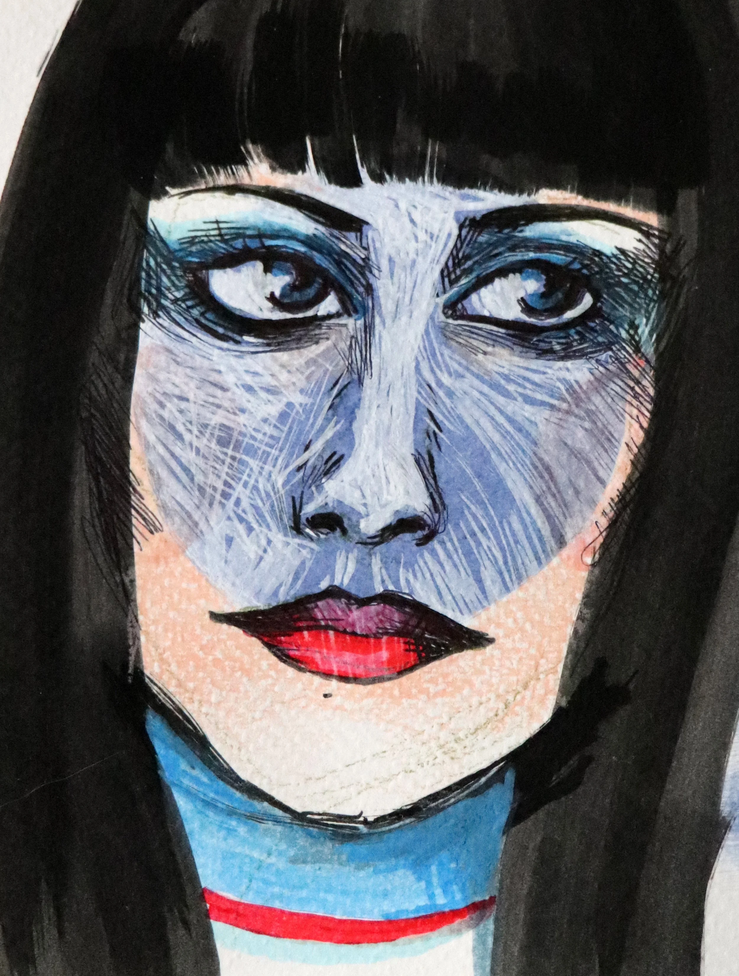Blue Sketch of a woman